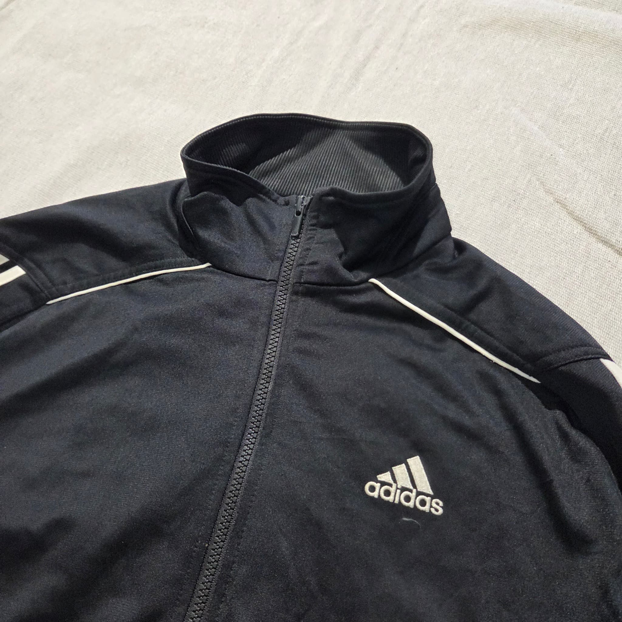 Adidas Essential 3-Stripes Track Jacket Black Full Zip Men's Size L — photo 2 of 6