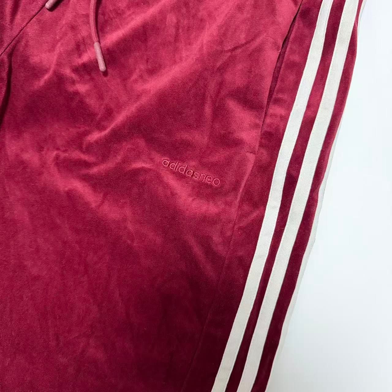 Adidas Neo Maroon Velour Wide Leg Track Pants XL — photo 5 of 12
