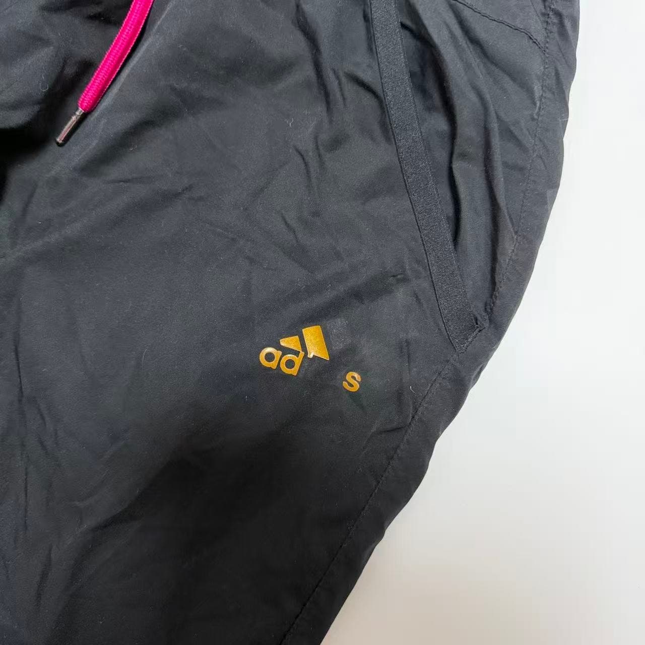 Adidas Women's Black Nylon Track Pants Pink Drawstring — photo 3 of 11