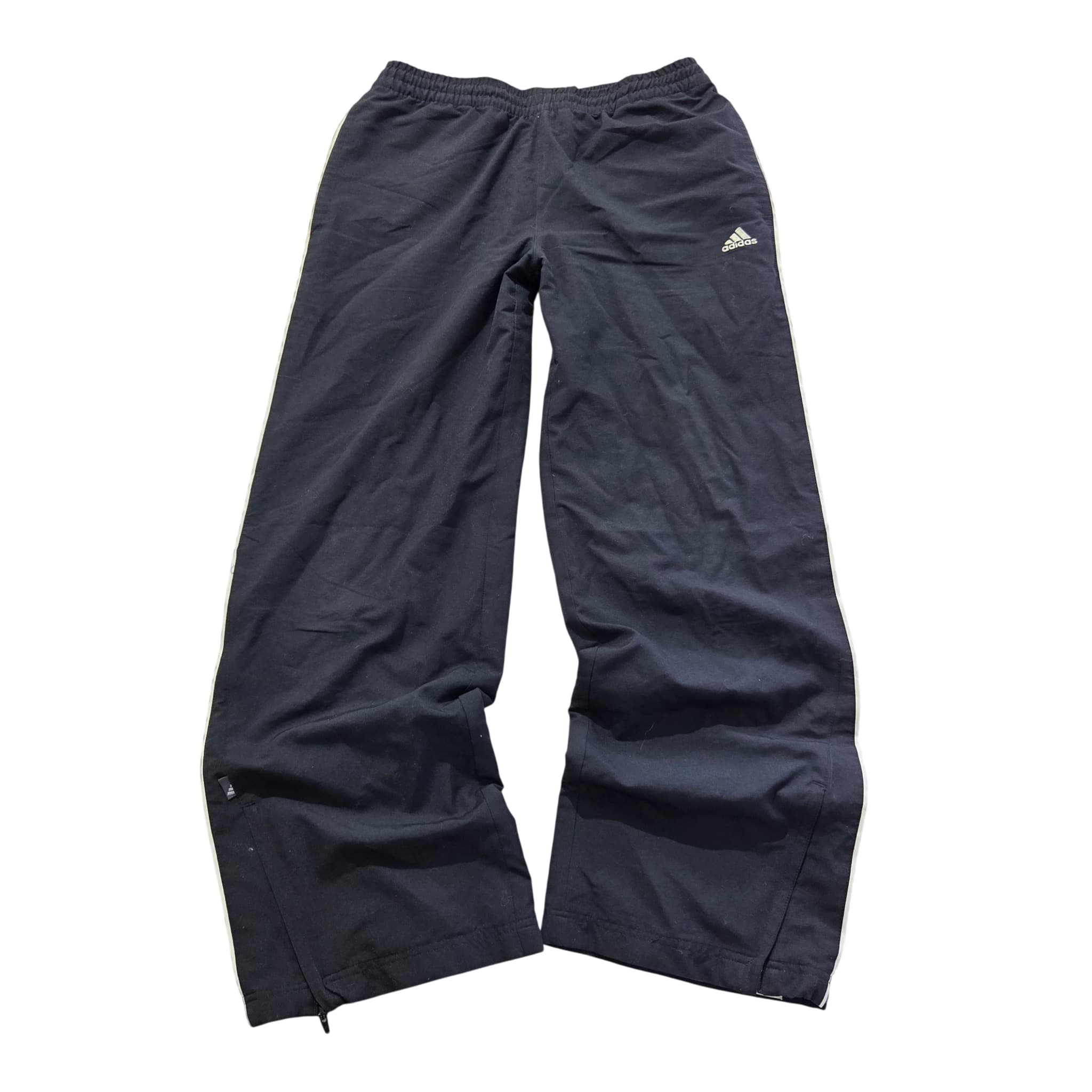 Adidas Women's Black Track Pants With White Side Stripes Baggy Vintage 2000s — photo 1 of 5