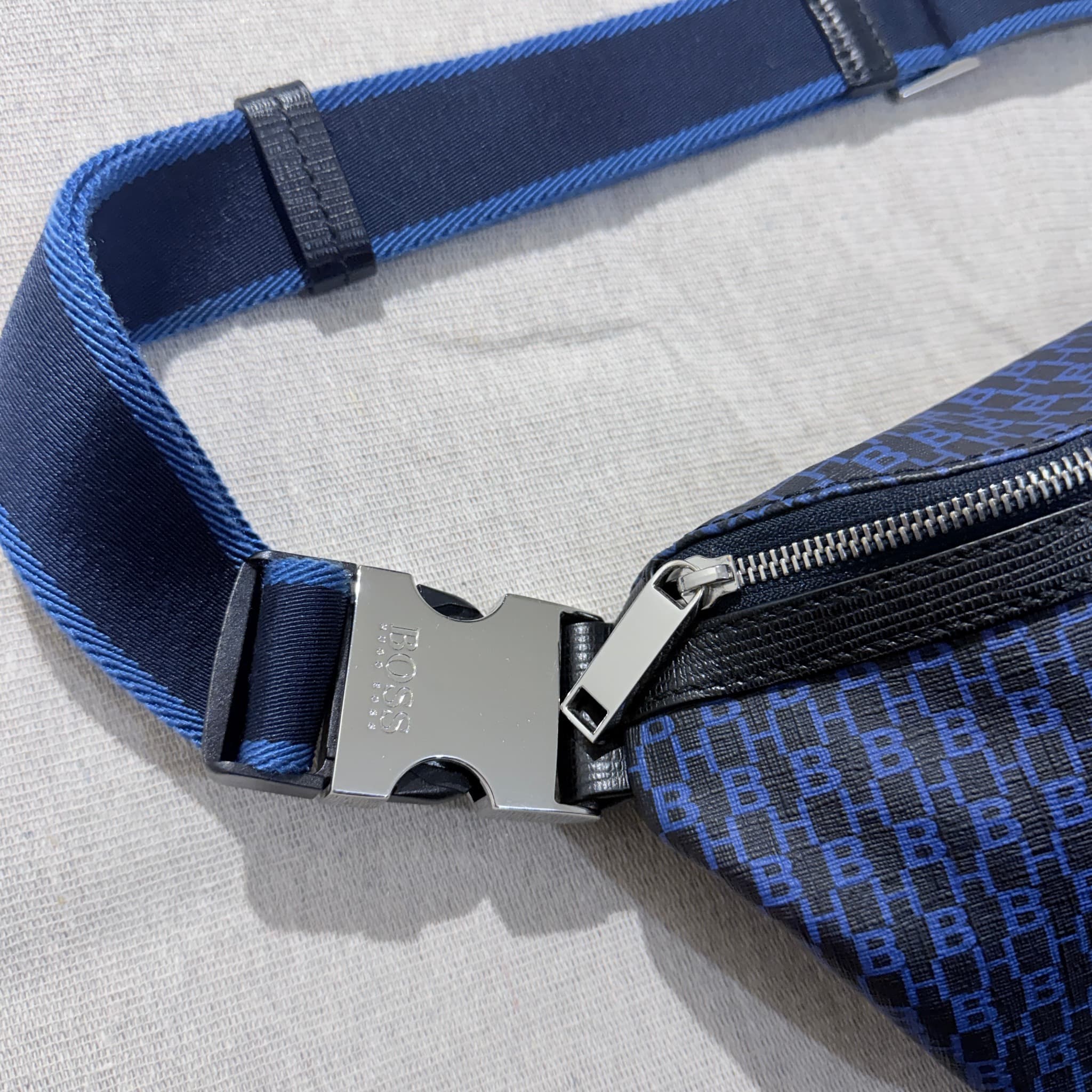 BOSS Hugo Boss Monogram Belt Bag Blue Black Crossbody Waist Pack — photo 2 of 10