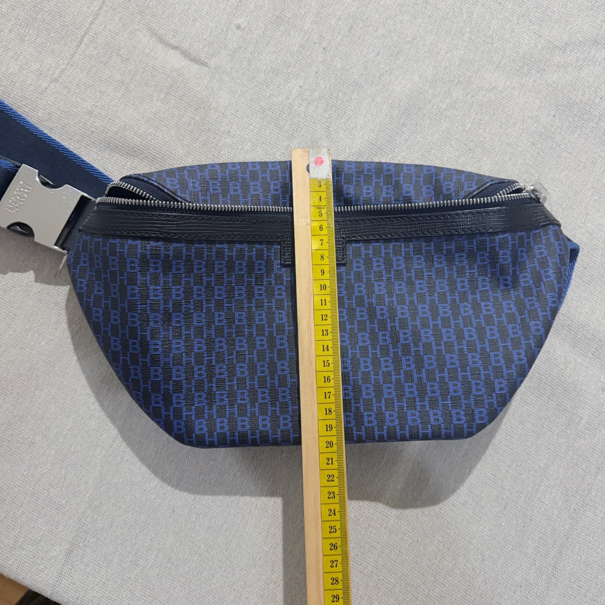 BOSS Hugo Boss Monogram Belt Bag Blue Black Crossbody Waist Pack — photo 7 of 10