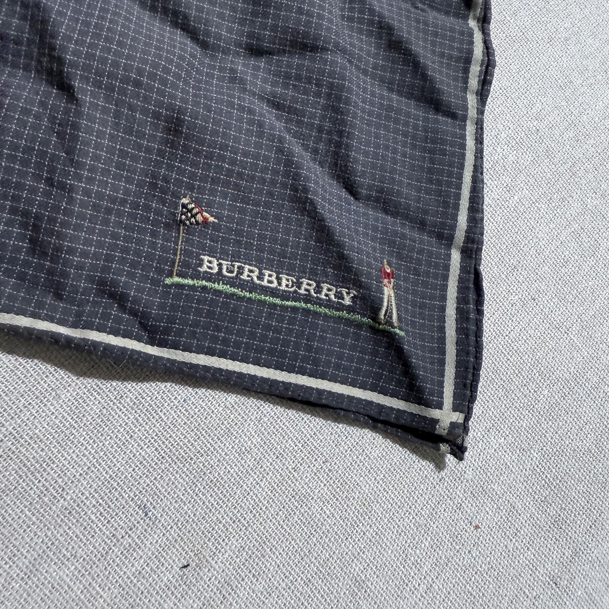 Burberry Golf Logo Pocket Square Handkerchief Navy Grid Pattern — photo 2 of 3