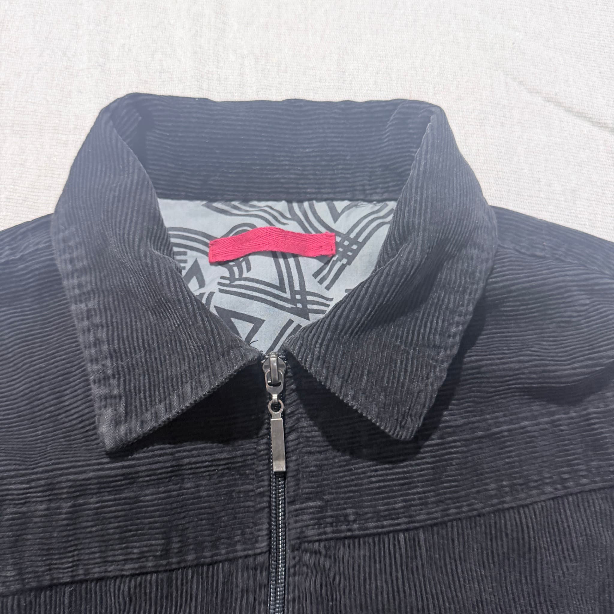 Corduroy Zip-Up Jacket Black Baggy Vintage 2000s Release — photo 3 of 8