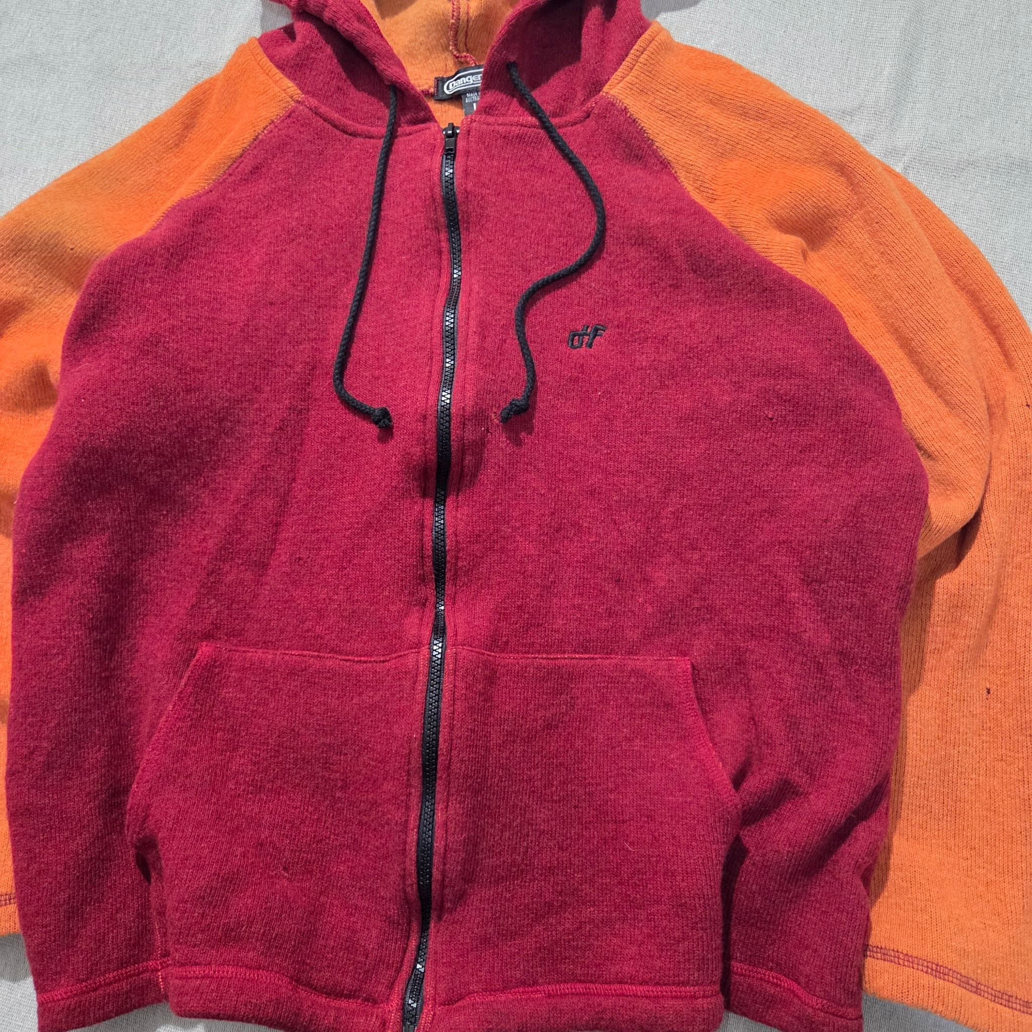 Dangerfield Raglan Zip-Up Hoodie Red Orange — photo 4 of 15