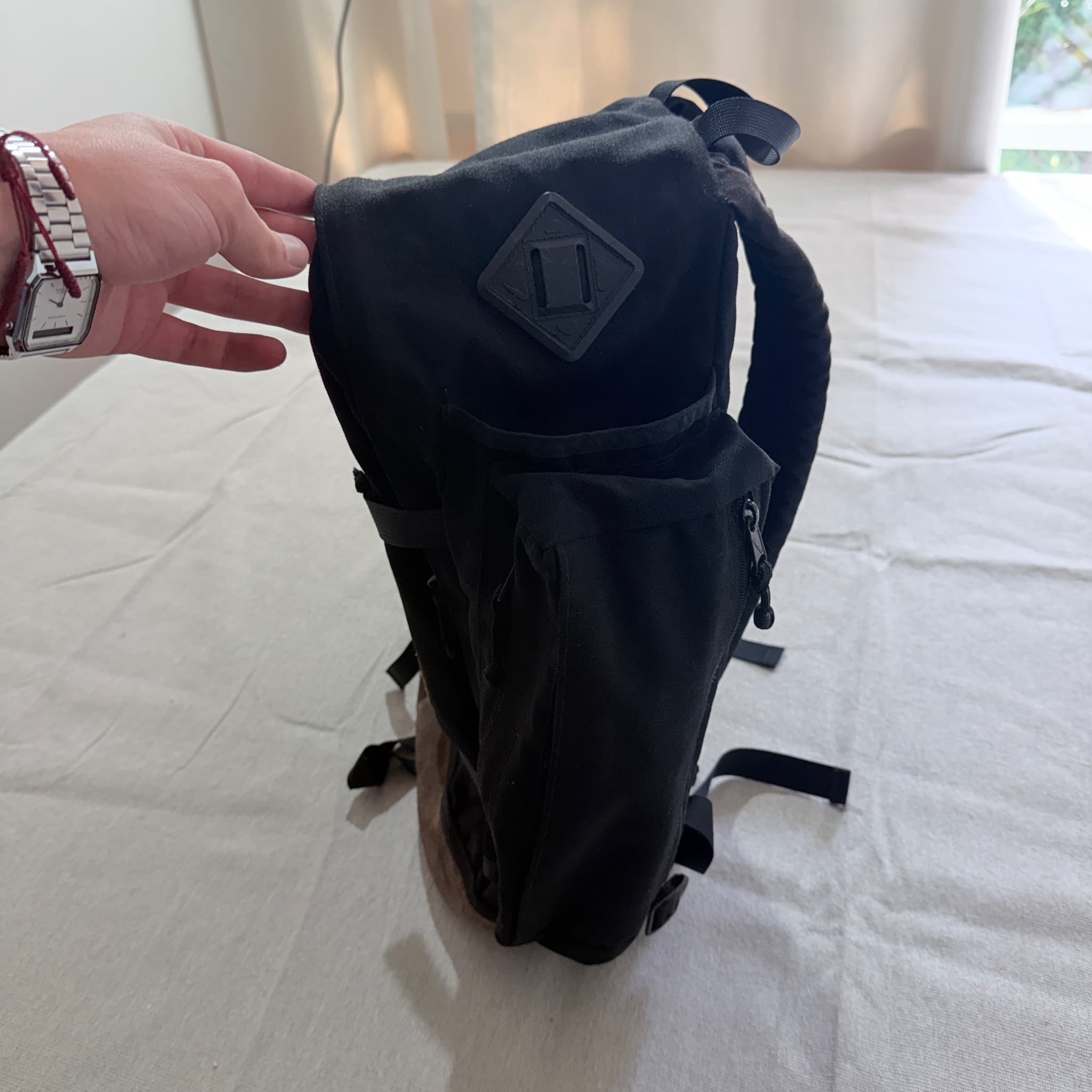 Eddie Bauer Black Canvas Backpack With Leather Trim — photo 4 of 7