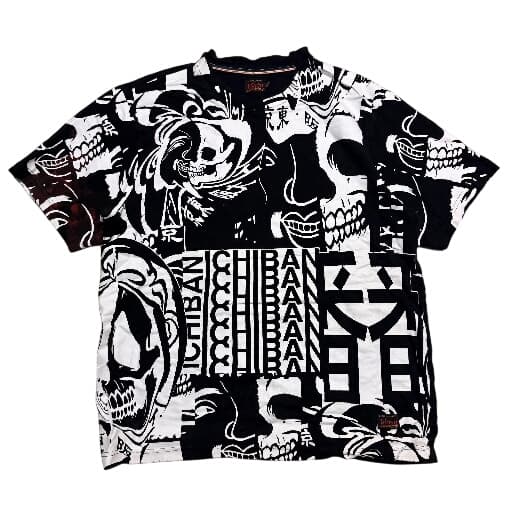 Evisu Ichiban Tokyo All-Over Print Graphic T-Shirt Black White XL — photo 1 of 8