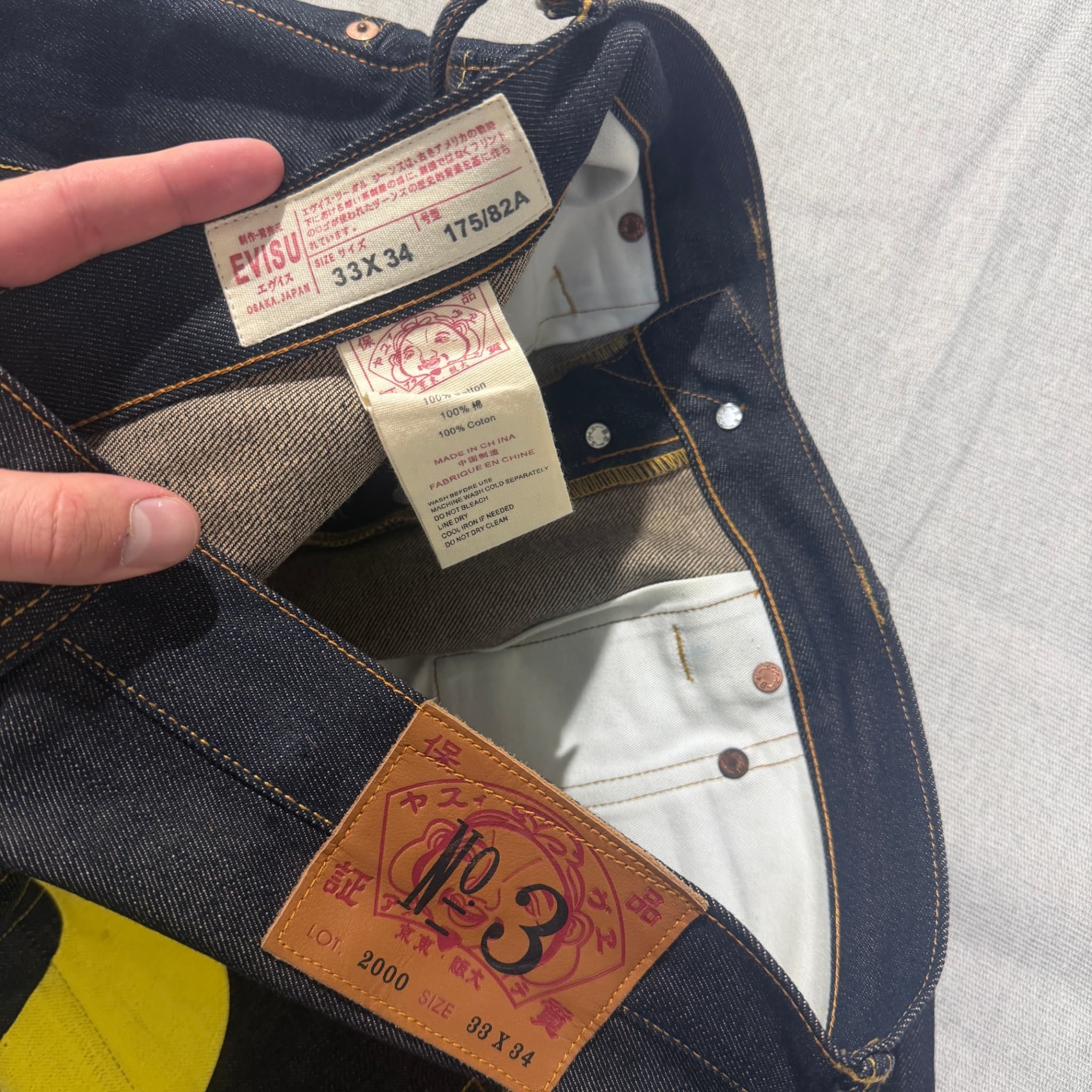 Evisu No. 3 Raw Denim Jeans Yellow Seagull Logo — photo 5 of 8