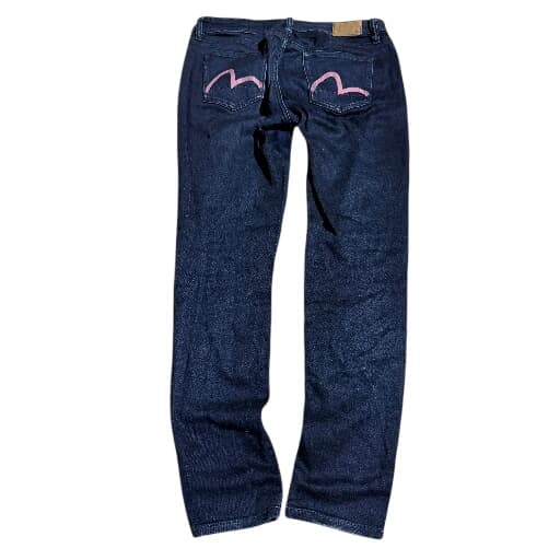 Evisu Women's Dark Wash Jeans With Pink Painted Seagull Logo Size 29 — photo 1 of 11