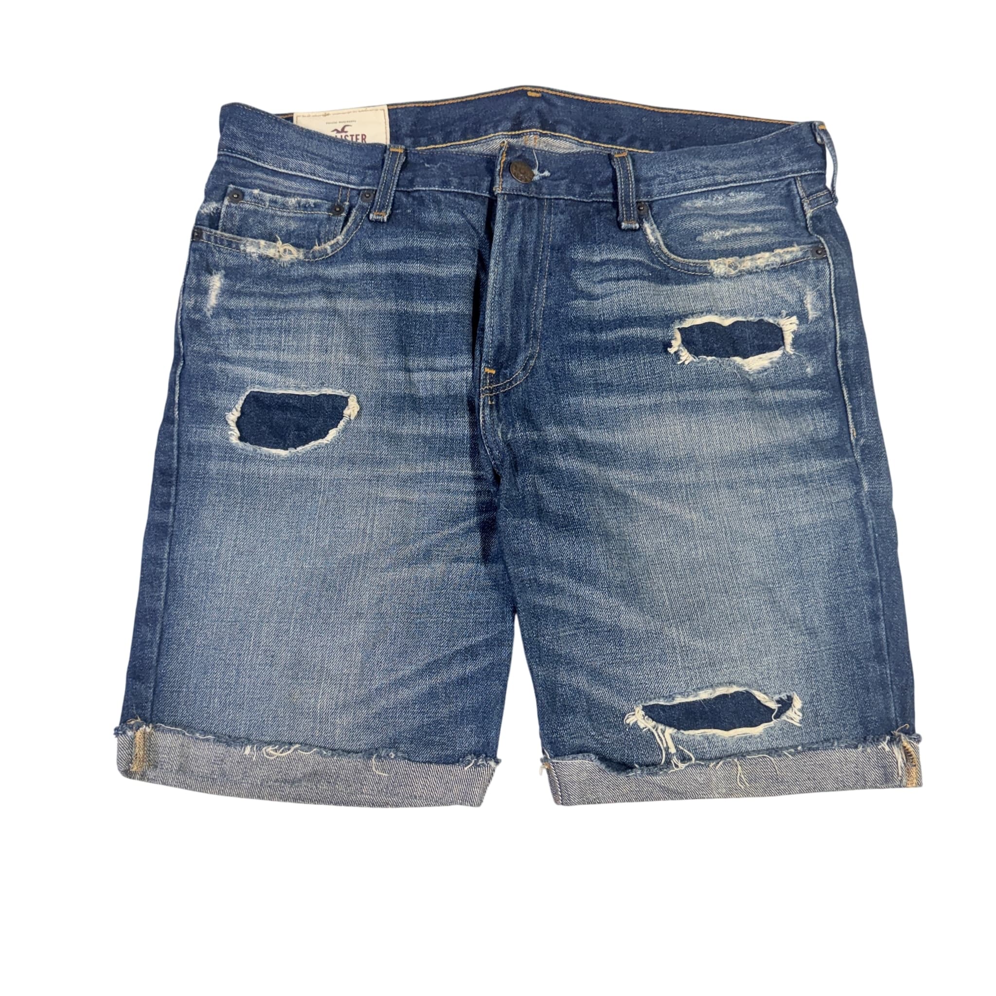 Hollister Men's Distressed Denim Shorts Blue Raw Hem Size 33 — photo 1 of 8