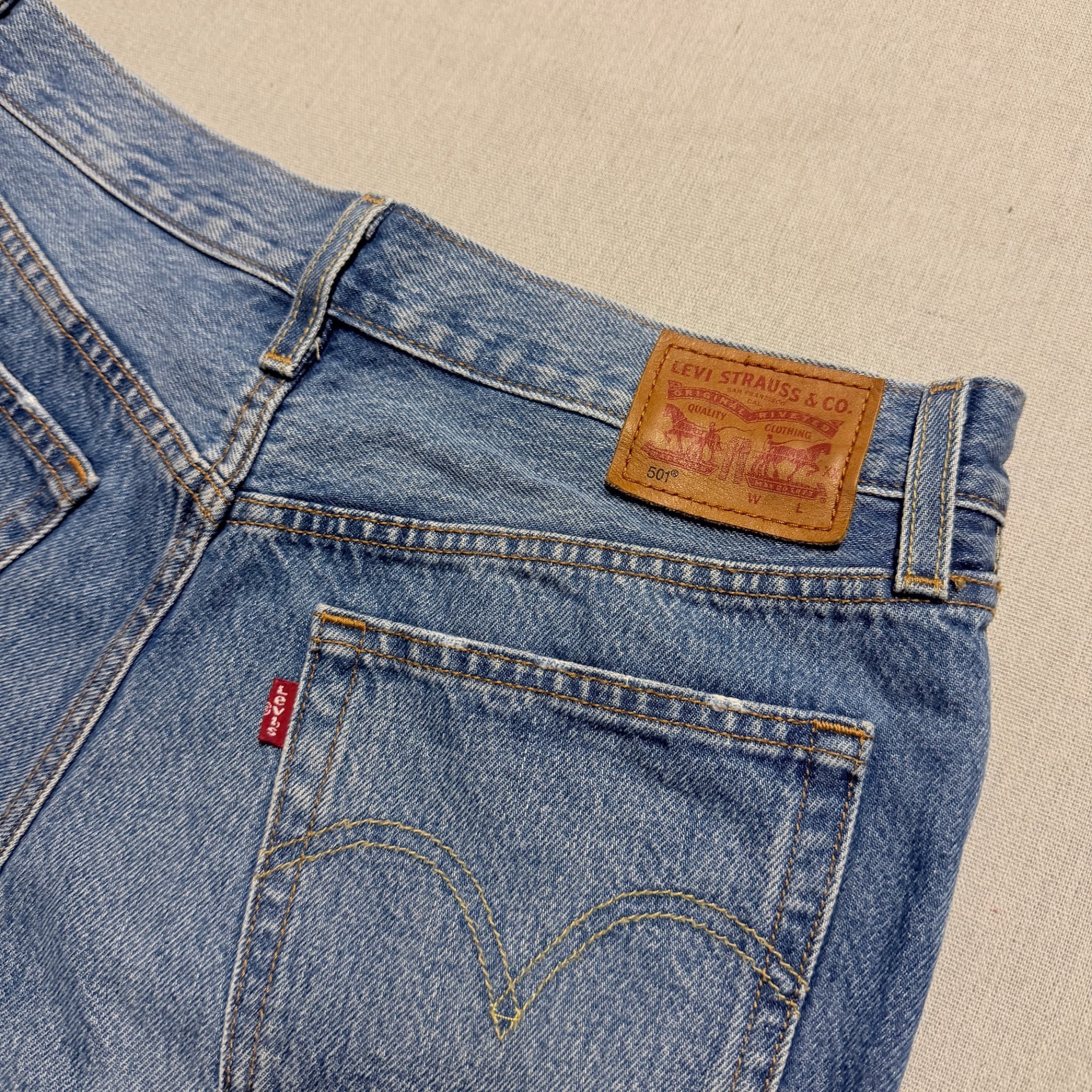 Levi's 501 Original Cut-Off Denim Shorts Blue Distressed — photo 3 of 8