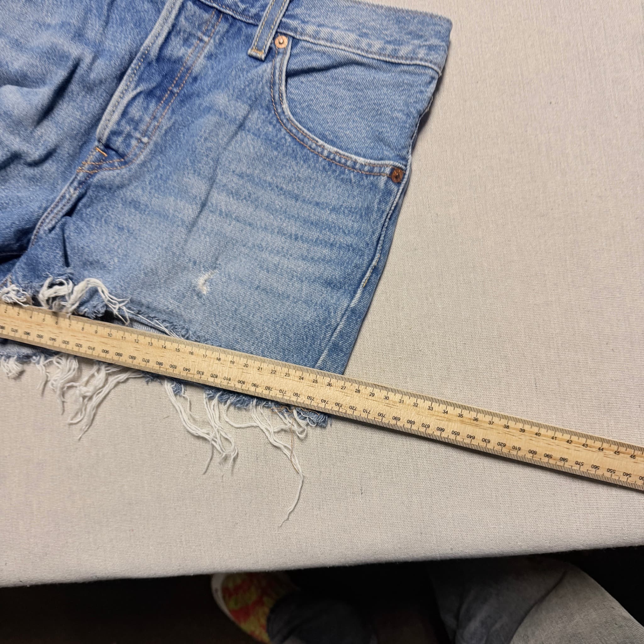 Levi's 501 Original Cut-Off Denim Shorts Blue Distressed — photo 7 of 8