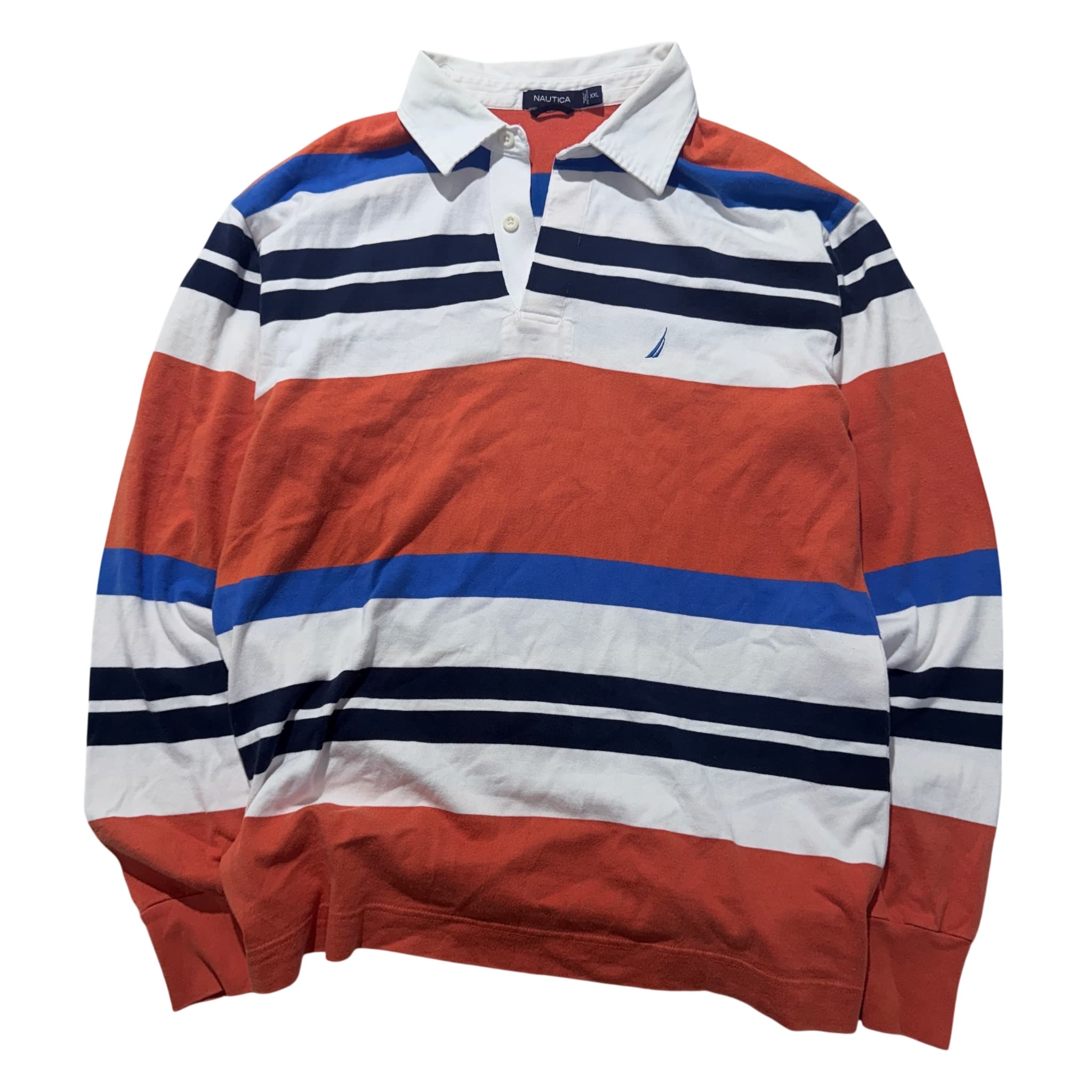 Nautica Men's Long Sleeve Striped Rugby Shirt Red Blue White XXL — photo 1 of 7