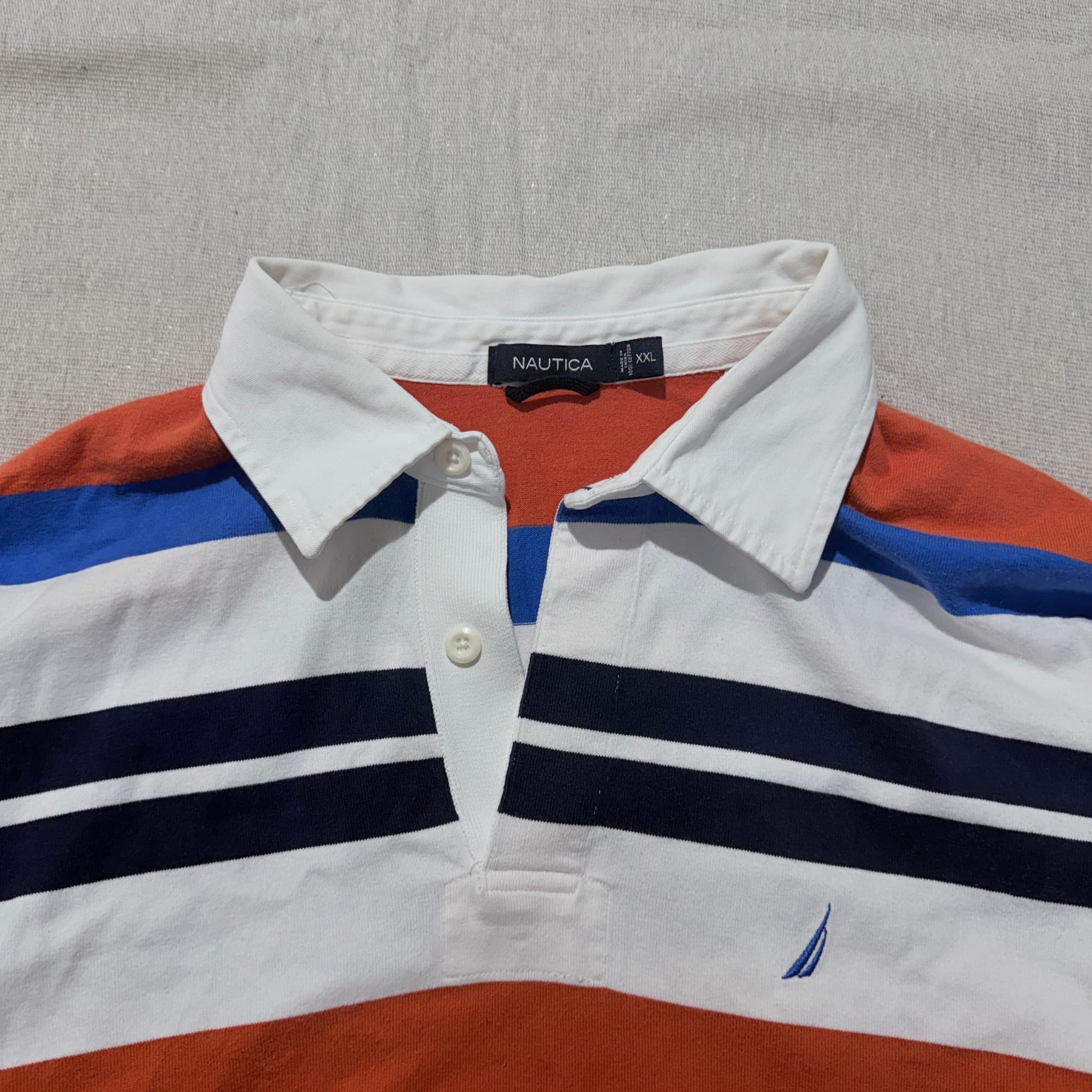 Nautica Men's Long Sleeve Striped Rugby Shirt Red Blue White XXL — photo 3 of 7