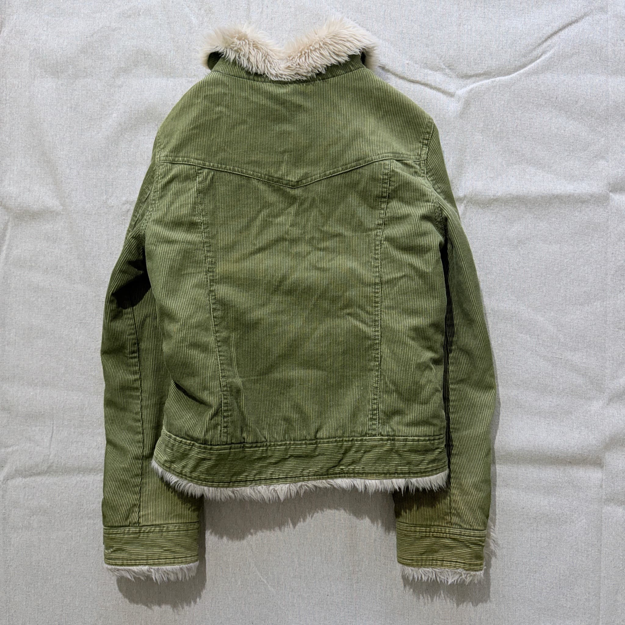 NII Olive Green Corduroy Faux Fur Lined Jacket Baggy Vintage 2000s Release — photo 5 of 5
