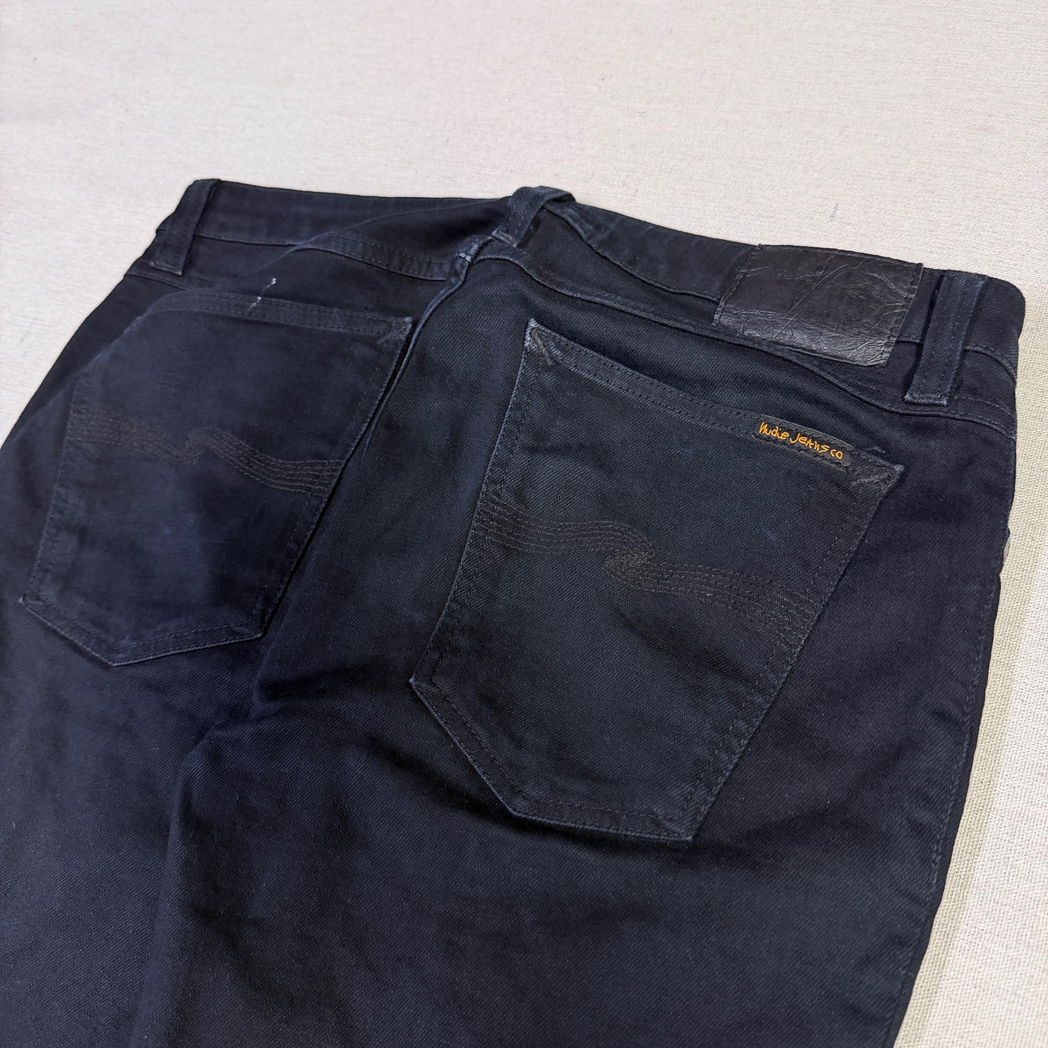 Nudie Jeans Lean Dean Dry Everblack Slim Fit Jeans Black Size 32x32 — photo 7 of 8