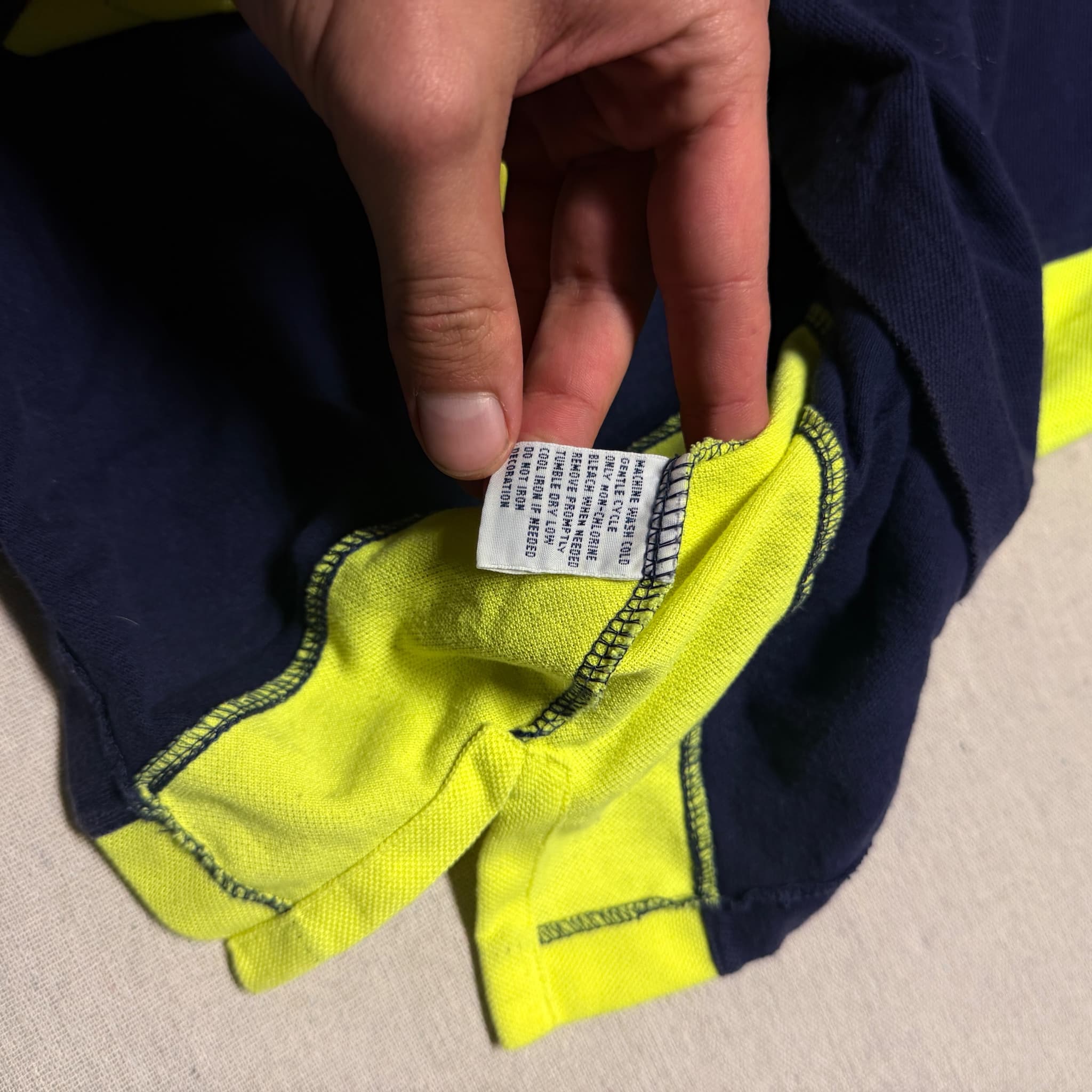Polo Ralph Lauren Big Pony Mesh Polo Shirt Navy Neon Yellow Size S — photo 4 of 7