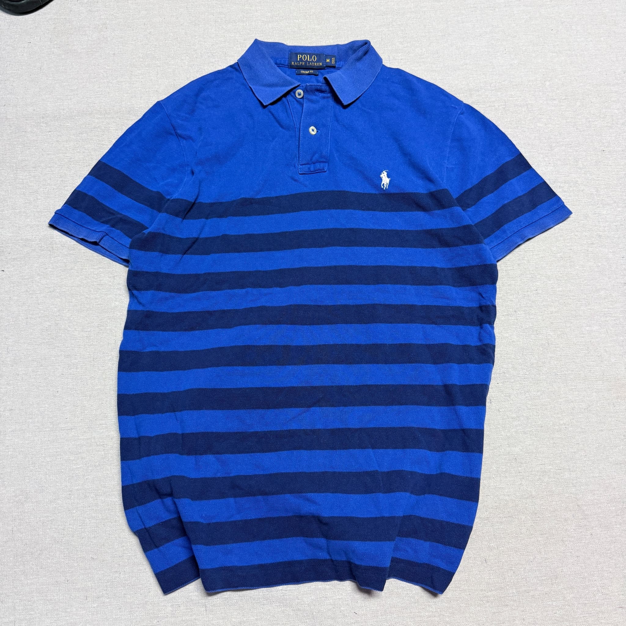 Polo Ralph Lauren Classic Fit Striped Mesh Polo Shirt Blue Men's Size M — photo 1 of 4