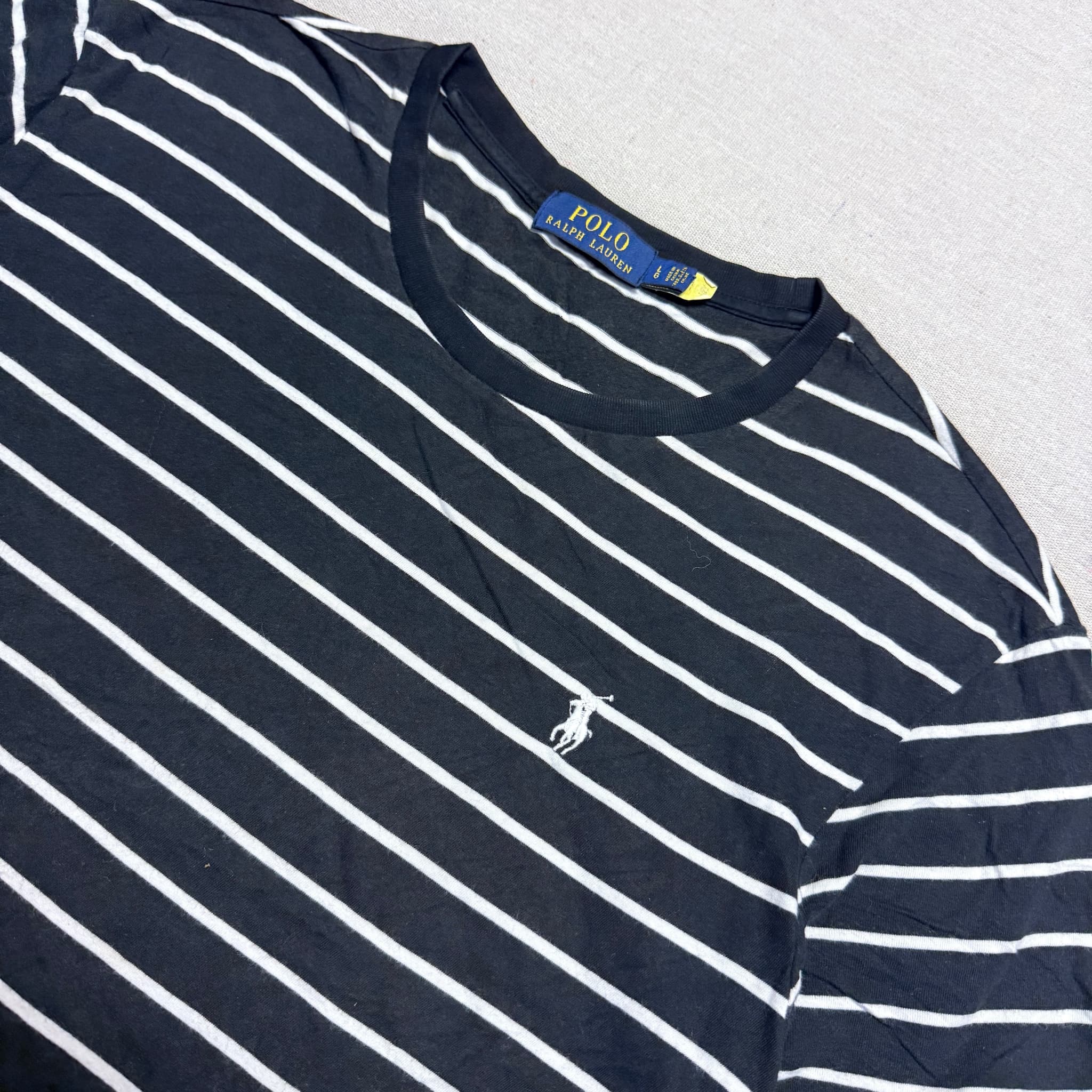 Polo Ralph Lauren Men's Black and White Striped Crewneck T-Shirt Size Large — photo 2 of 5