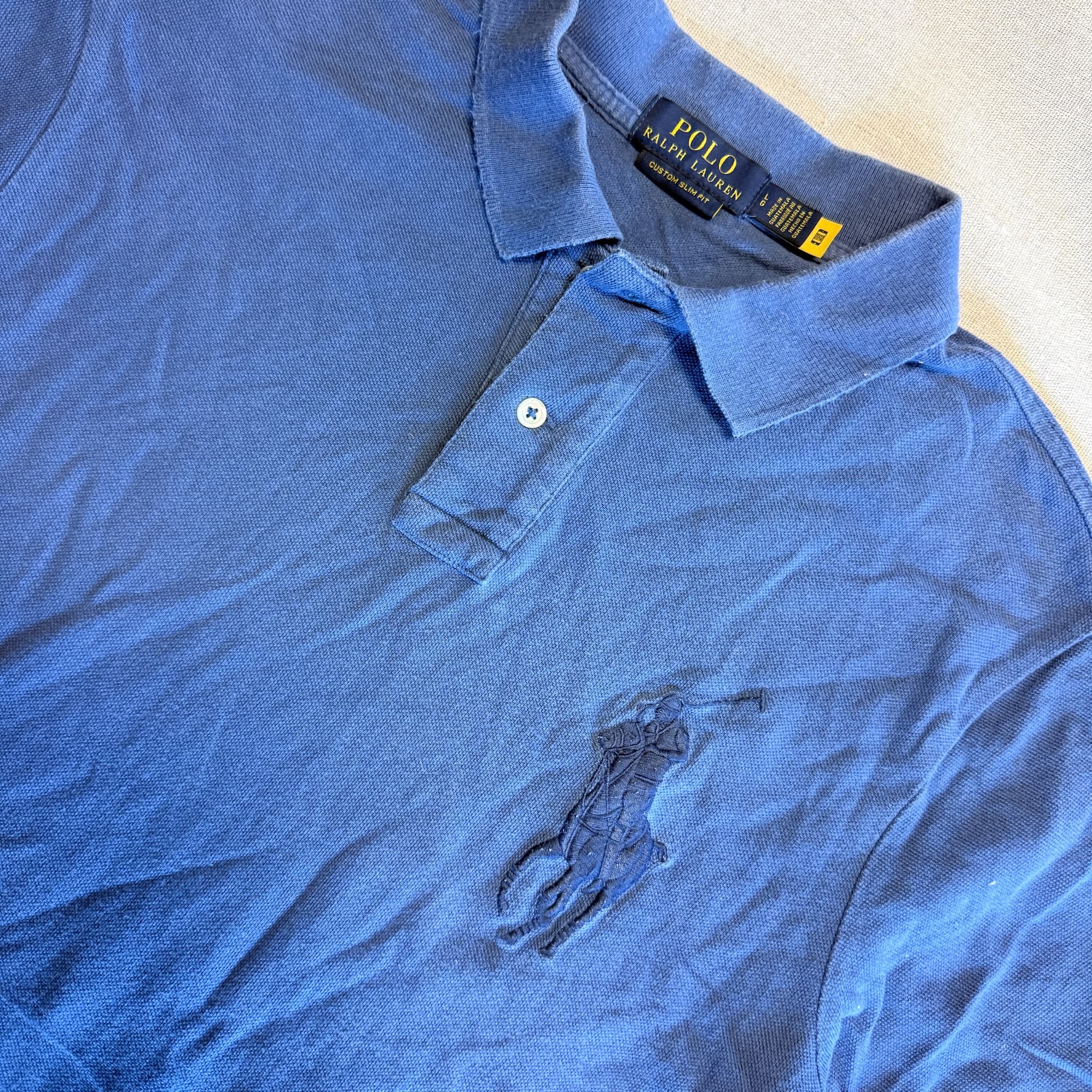Polo Ralph Lauren Men's Custom Slim Fit Big Pony Polo Shirt Blue Large — photo 2 of 4