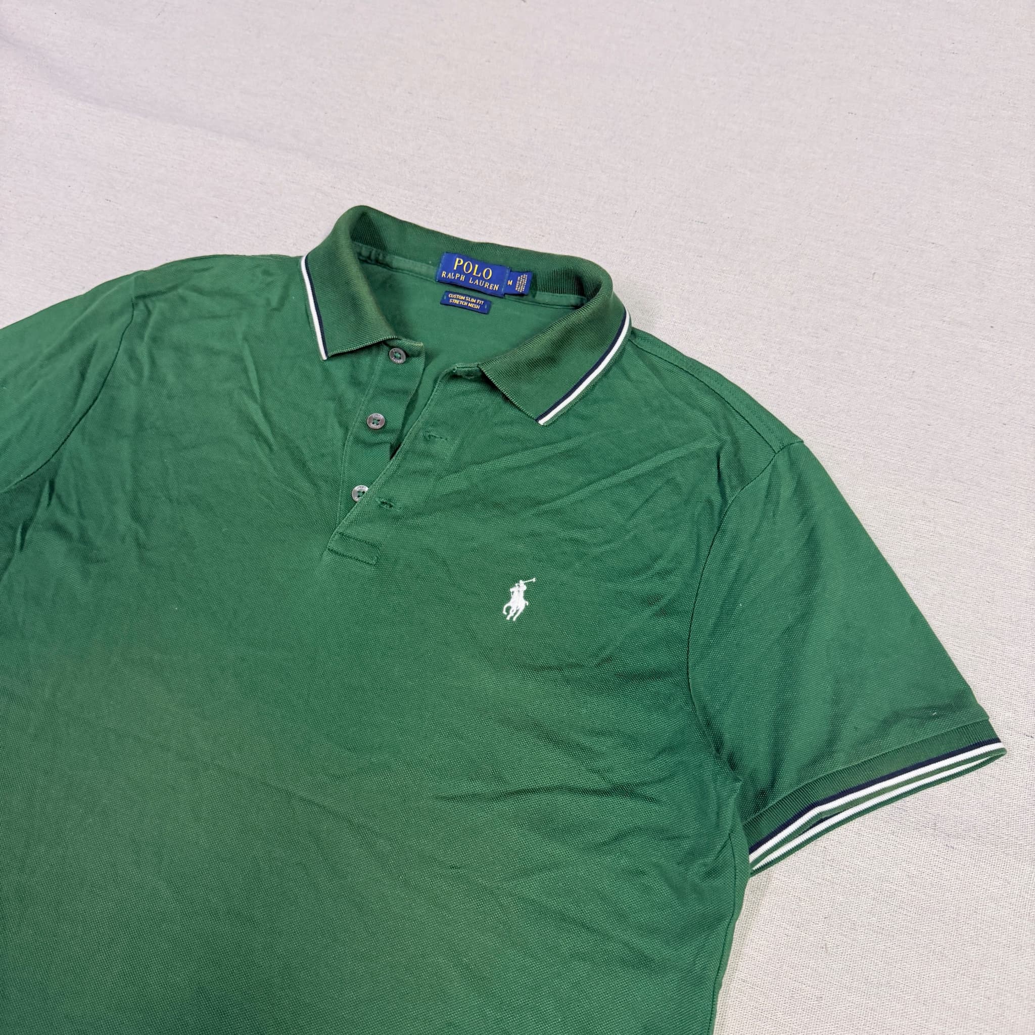 Polo Ralph Lauren Men's Green Custom Slim Fit Stretch Mesh Polo Shirt Size M — photo 2 of 8