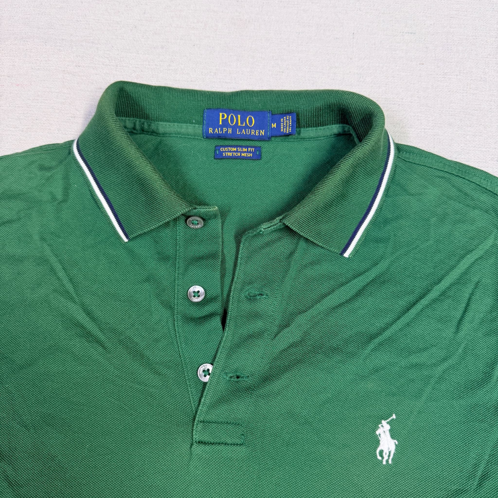 Polo Ralph Lauren Men's Green Custom Slim Fit Stretch Mesh Polo Shirt Size M — photo 4 of 8