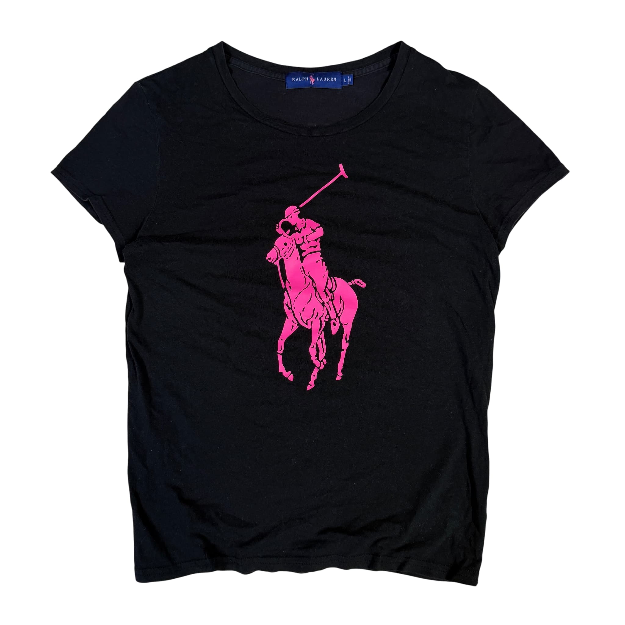 Polo Ralph Lauren Pink Pony Walk Graphic T-Shirt Black Size L — photo 1 of 7