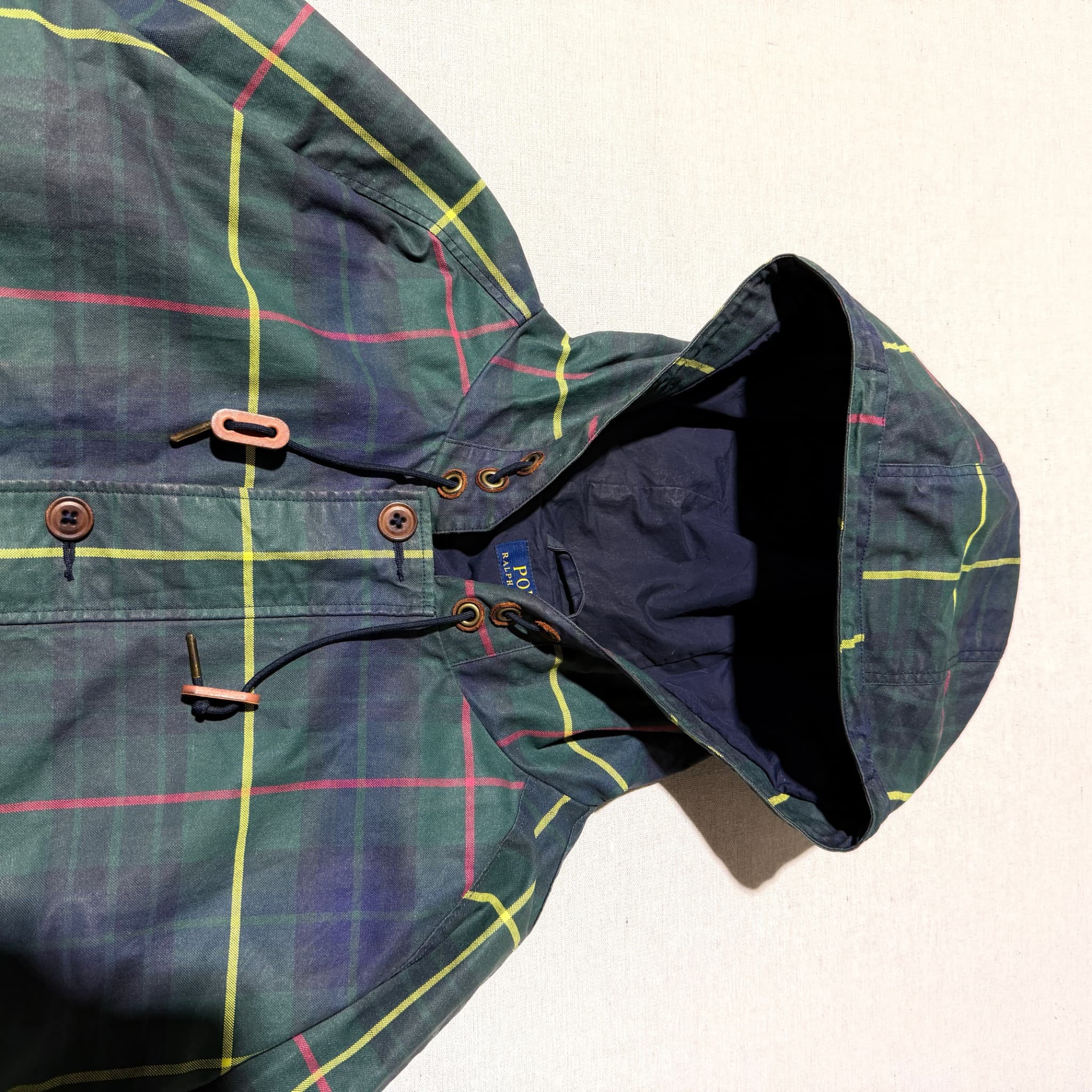 Polo Ralph Lauren Plaid Waxed Cotton Hooded Jacket Green XXL — photo 5 of 14