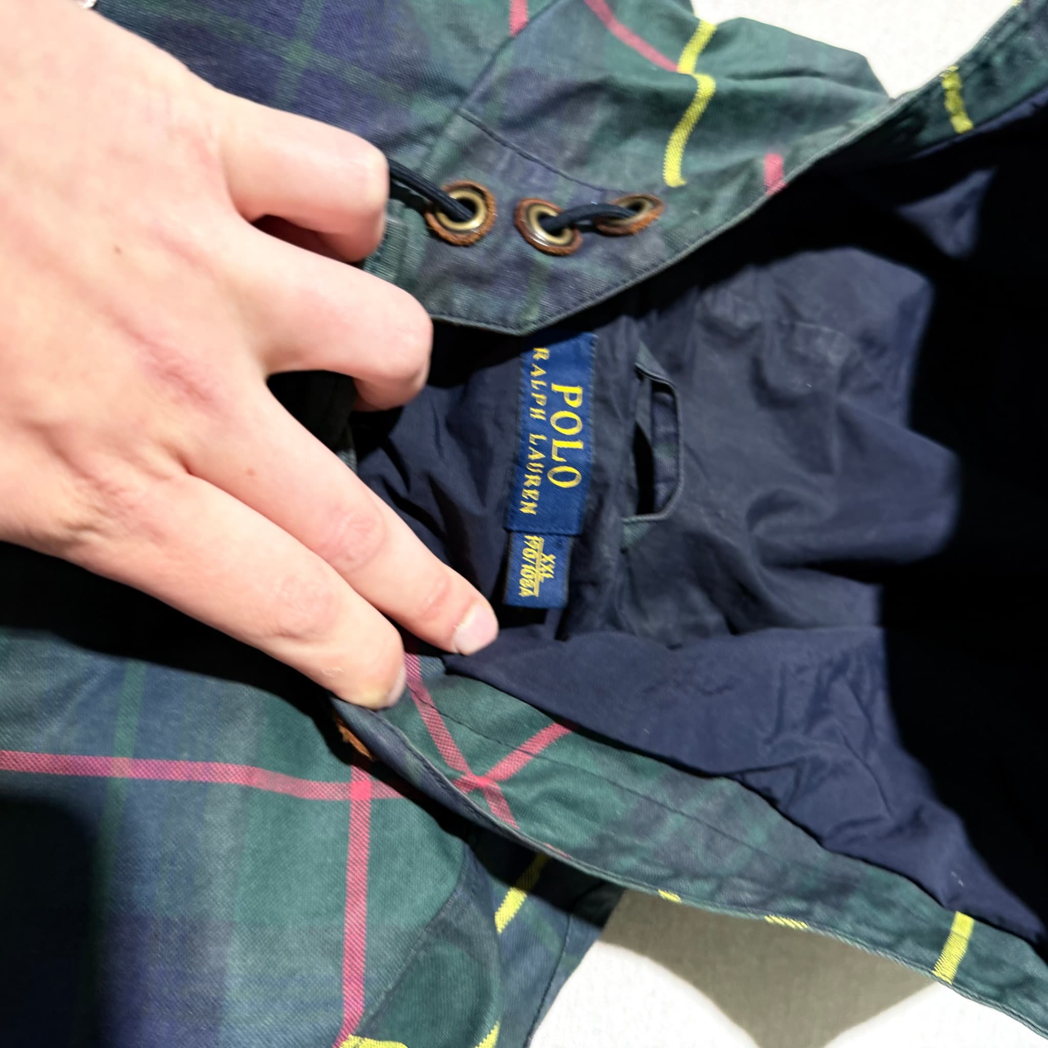 Polo Ralph Lauren Plaid Waxed Cotton Hooded Jacket Green XXL — photo 6 of 14
