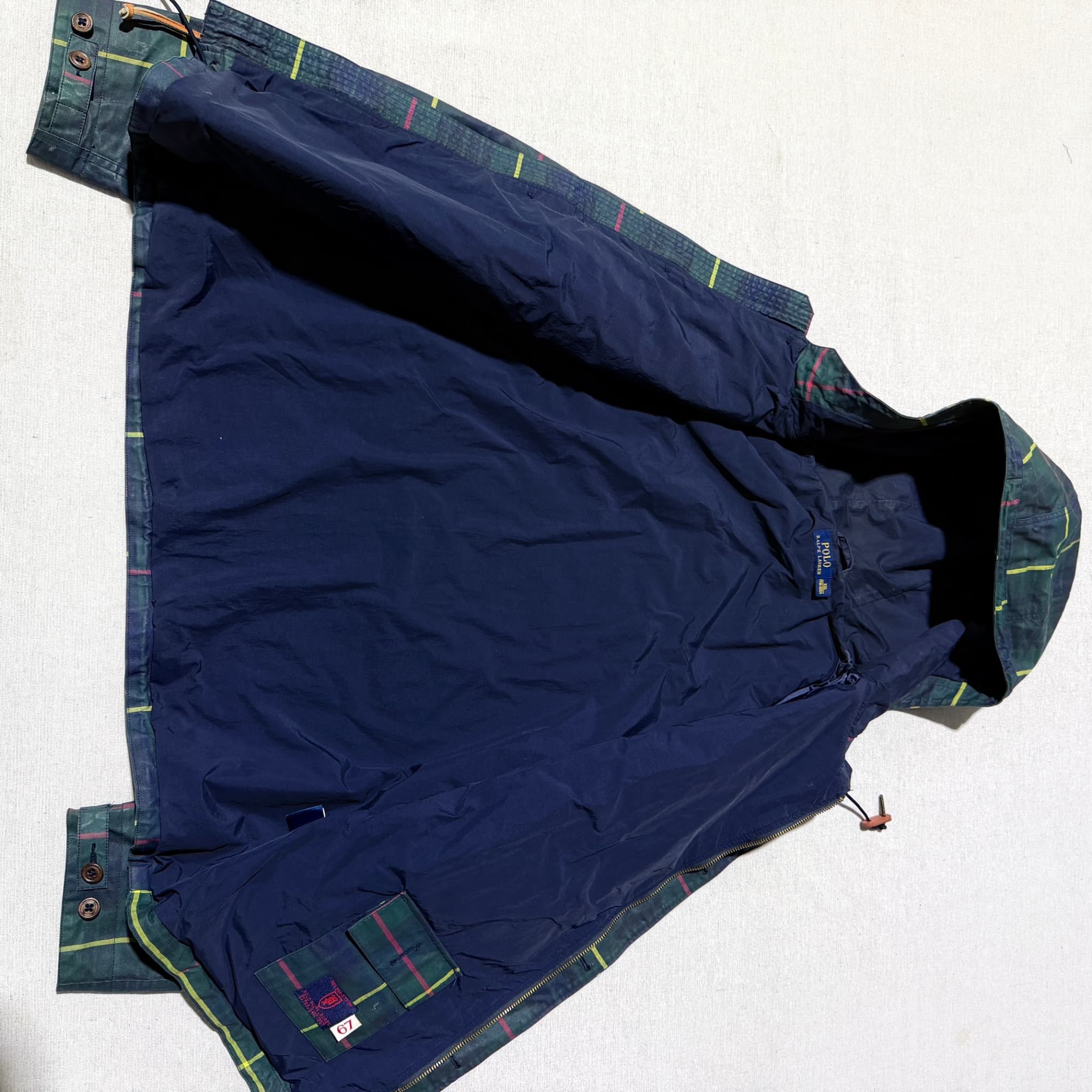Polo Ralph Lauren Plaid Waxed Cotton Hooded Jacket Green XXL — photo 9 of 14