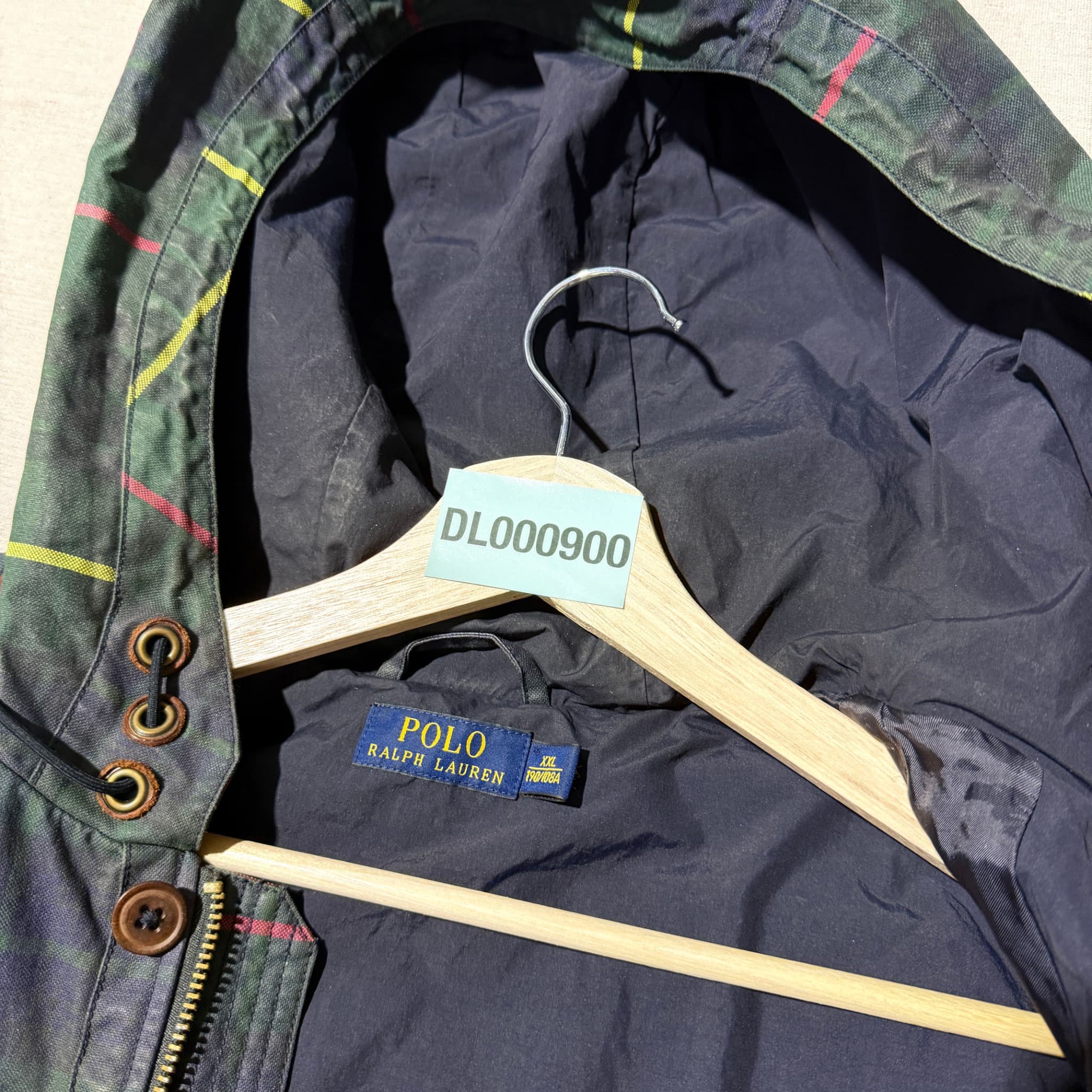 Polo Ralph Lauren Plaid Waxed Cotton Hooded Jacket Green XXL — photo 8 of 14