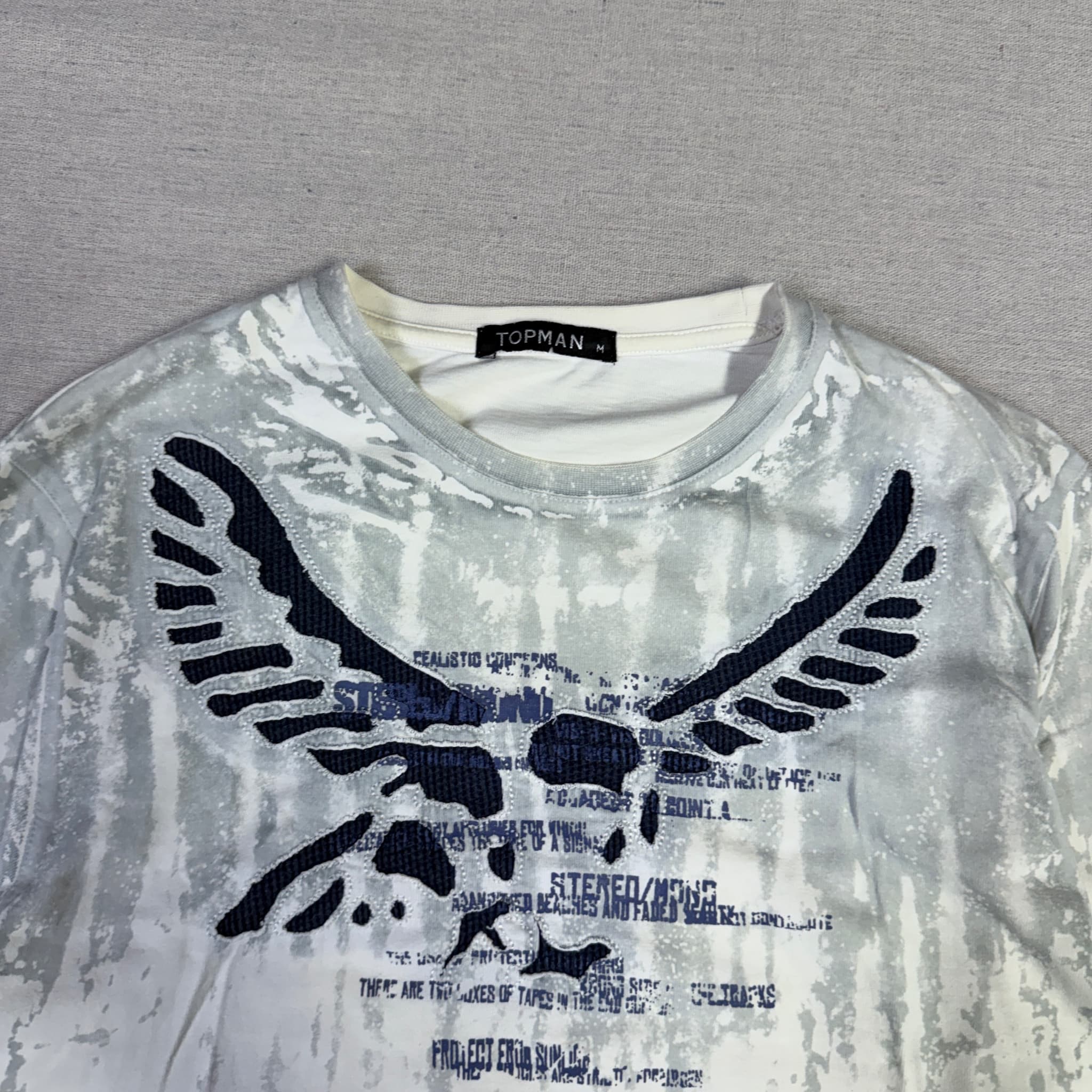 Topman Men's Long Sleeve Graphic T-Shirt White Eagle Print Size M — photo 4 of 6
