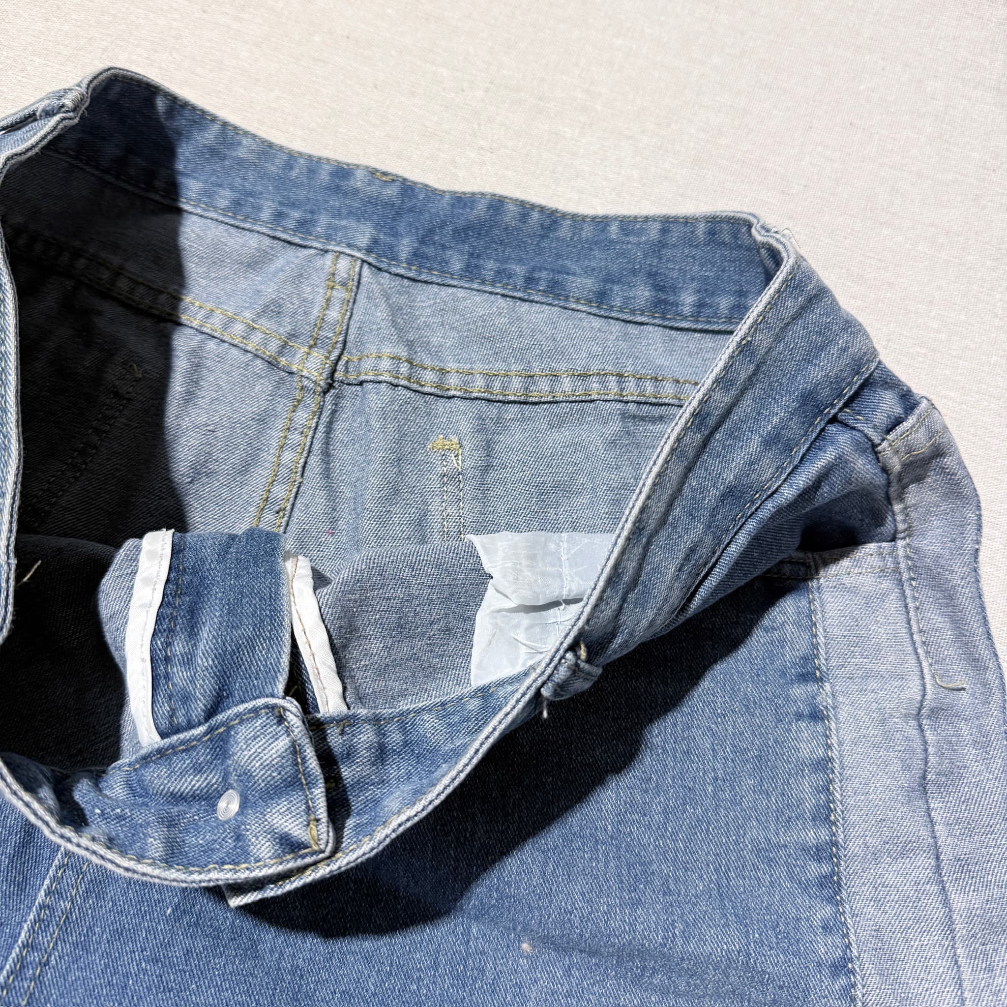 Two-Tone Wide Leg Denim Jeans Blue Casual Pants — photo 4 of 7