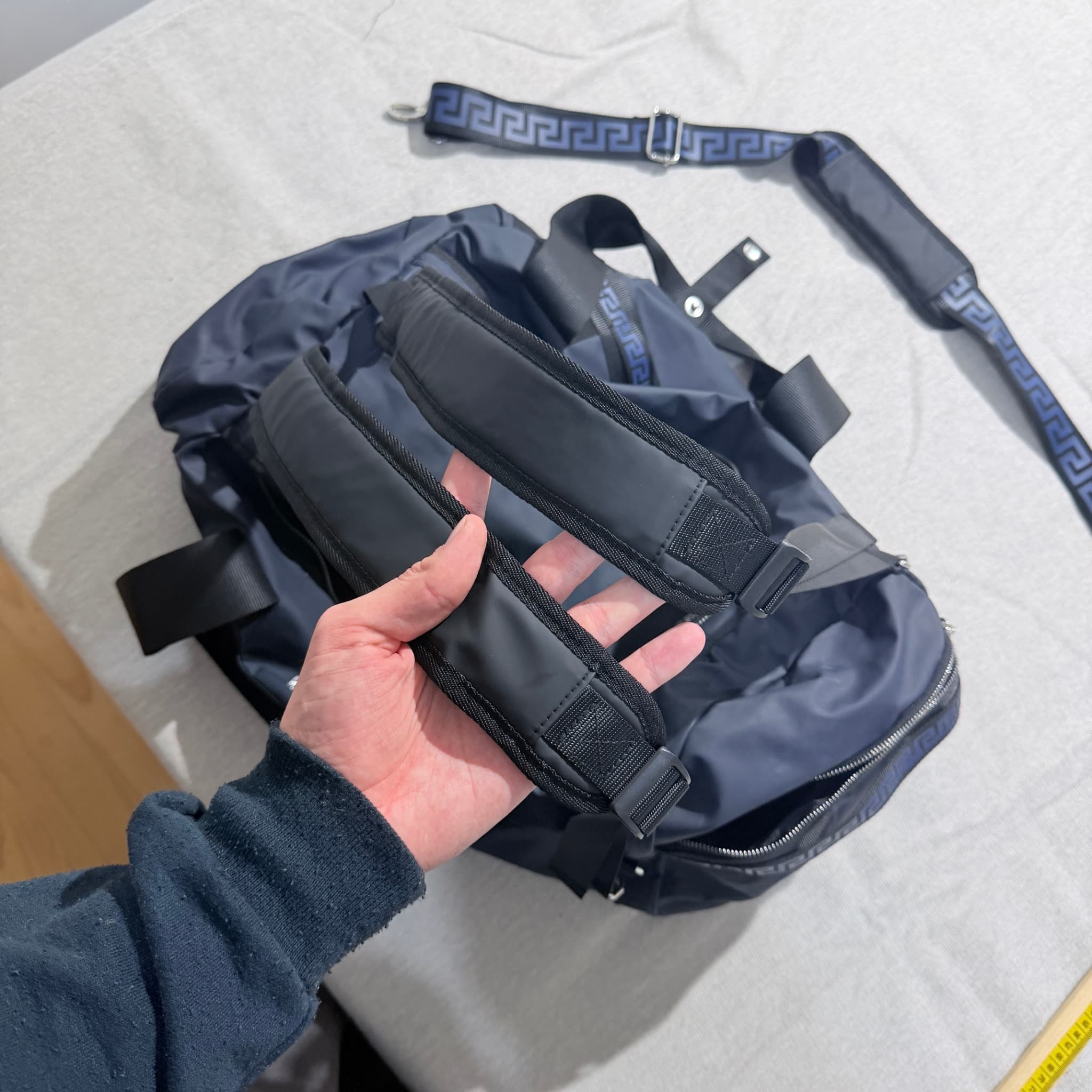 Versace Parfums Blue Greca Pattern Duffle Bag Weekender — photo 2 of 6