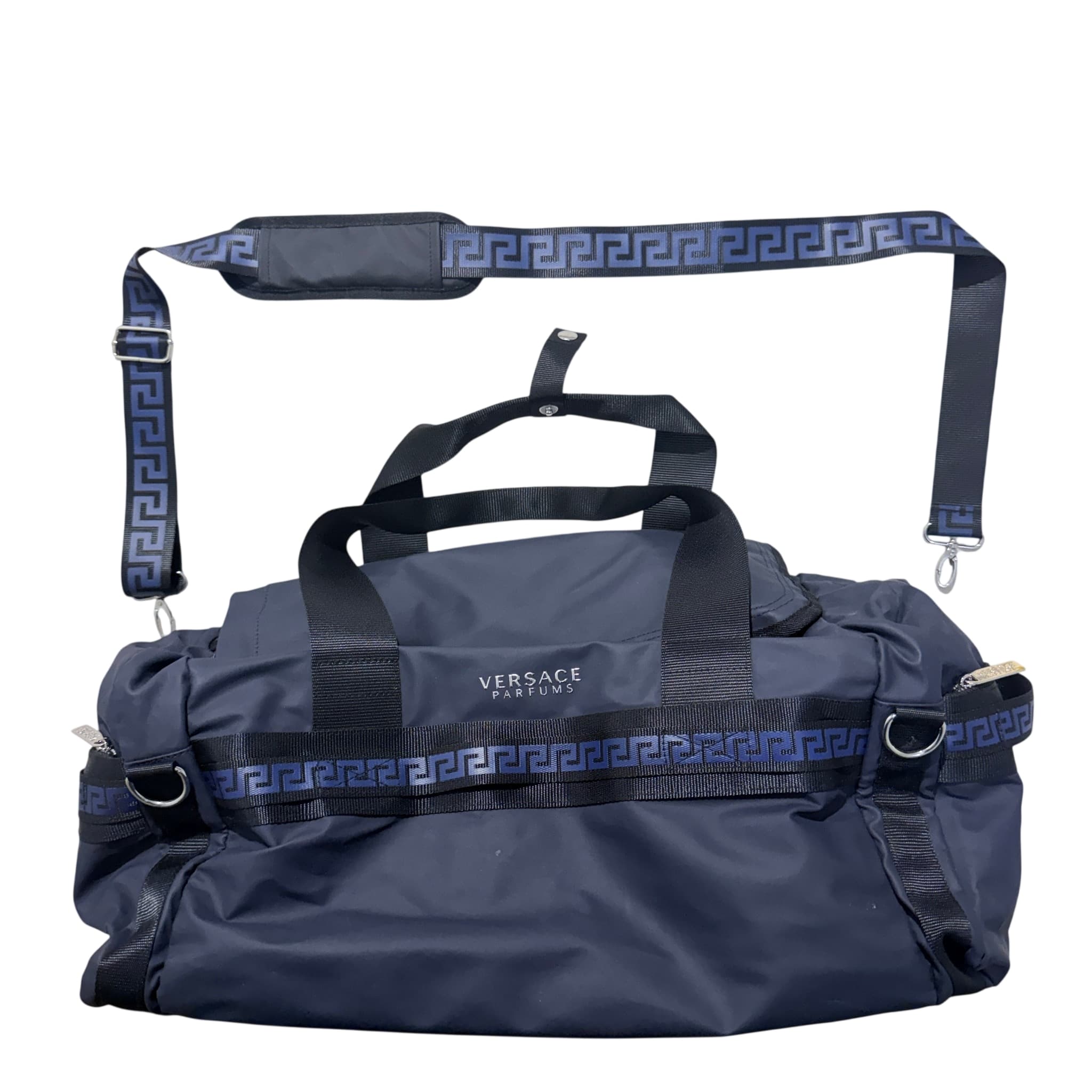 Versace Parfums Blue Greca Pattern Duffle Bag Weekender — photo 1 of 6