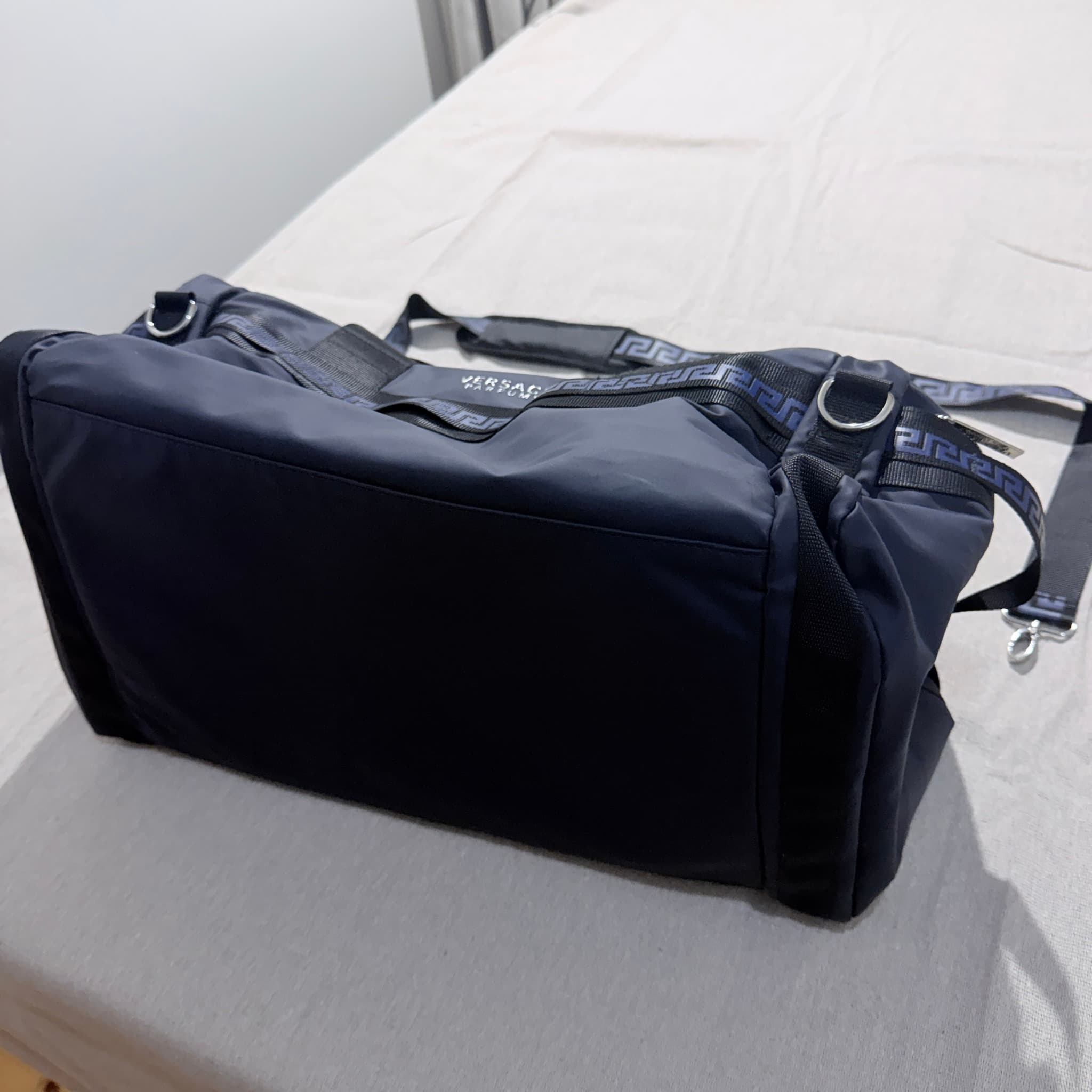 Versace Parfums Blue Greca Pattern Duffle Bag Weekender — photo 5 of 6