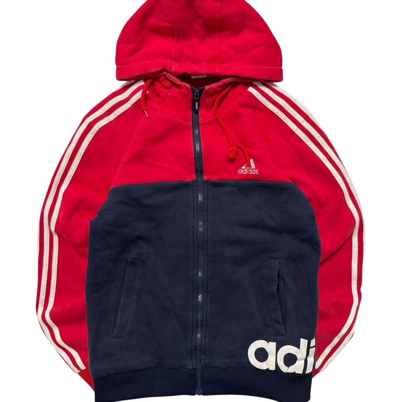 Vintage 2000s Adidas Colorblock Full-Zip Hoodie Red Navy L — photo 1 of 7