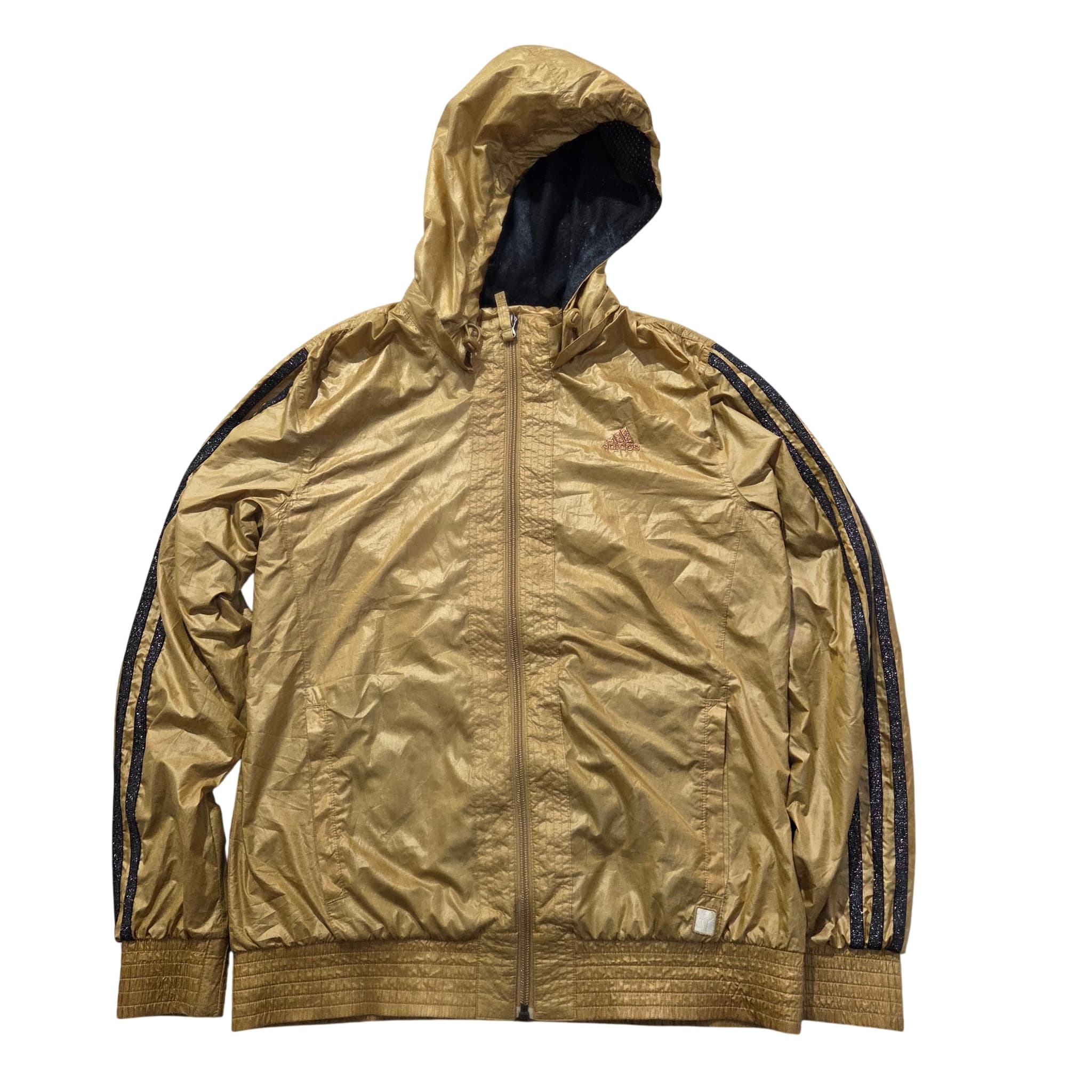 Vintage 2000s Adidas Gold Metallic Windbreaker Jacket — photo 1 of 10