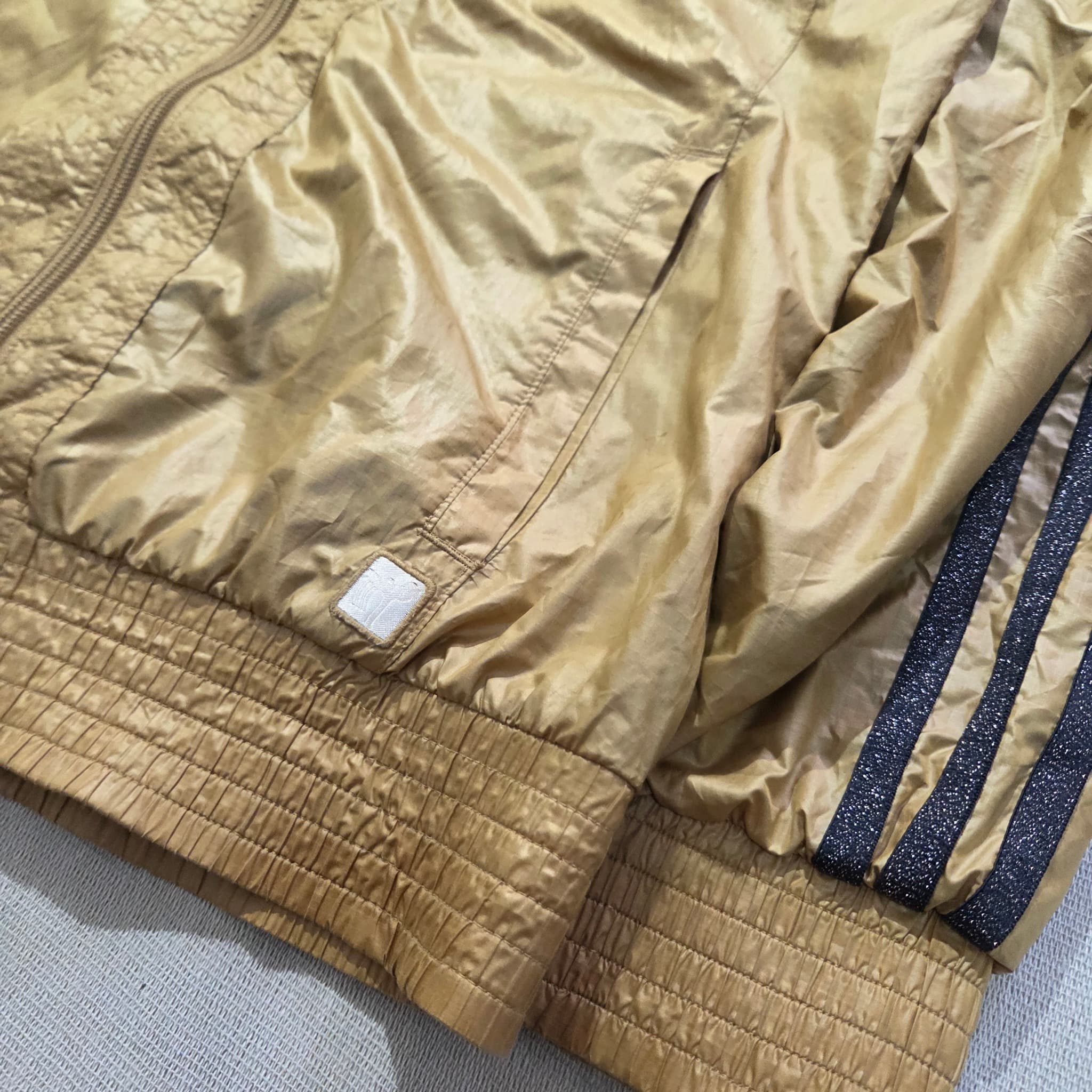Vintage 2000s Adidas Gold Metallic Windbreaker Jacket — photo 2 of 10