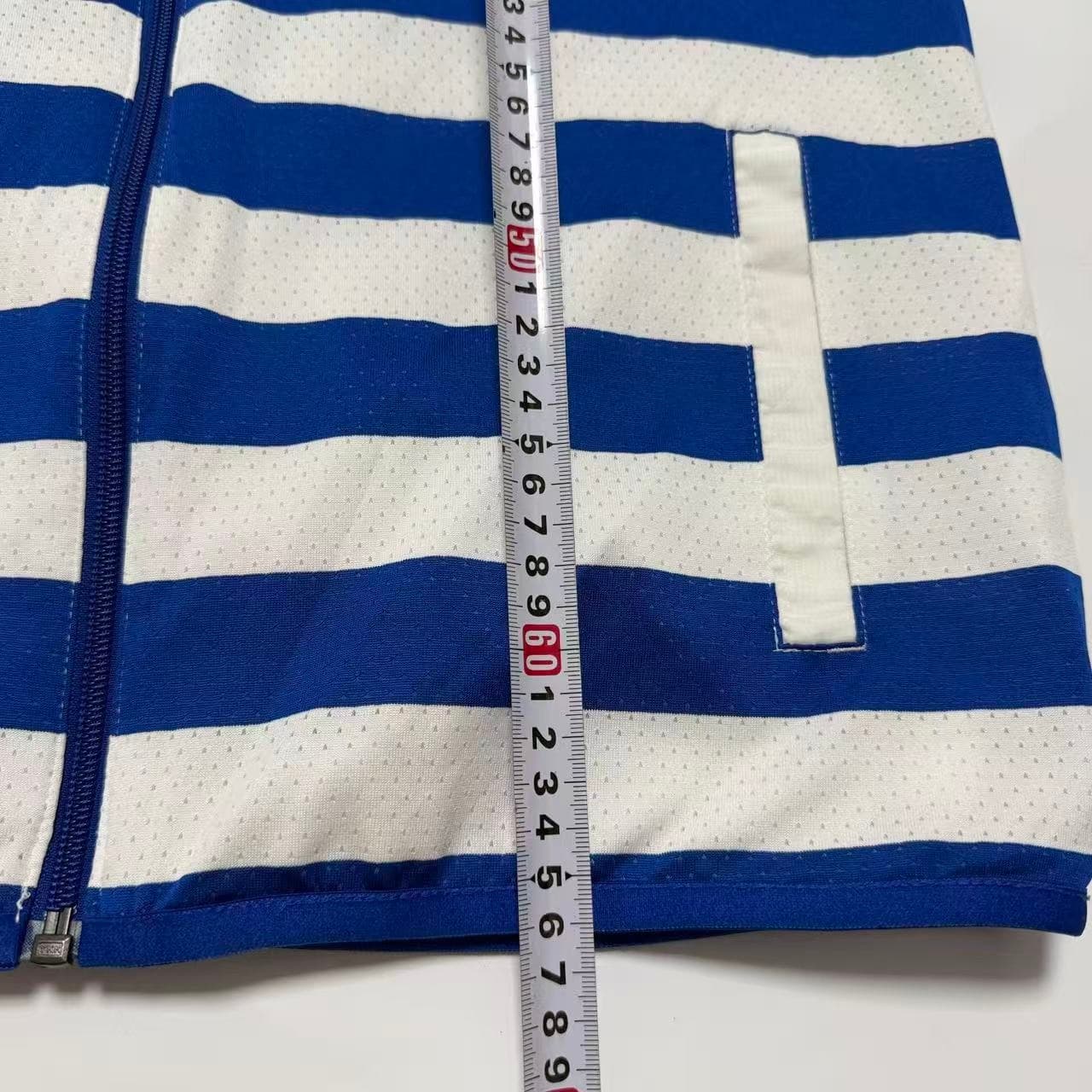 Vintage Adidas Blue White Striped Mesh Full-Zip Hoodie — photo 8 of 8
