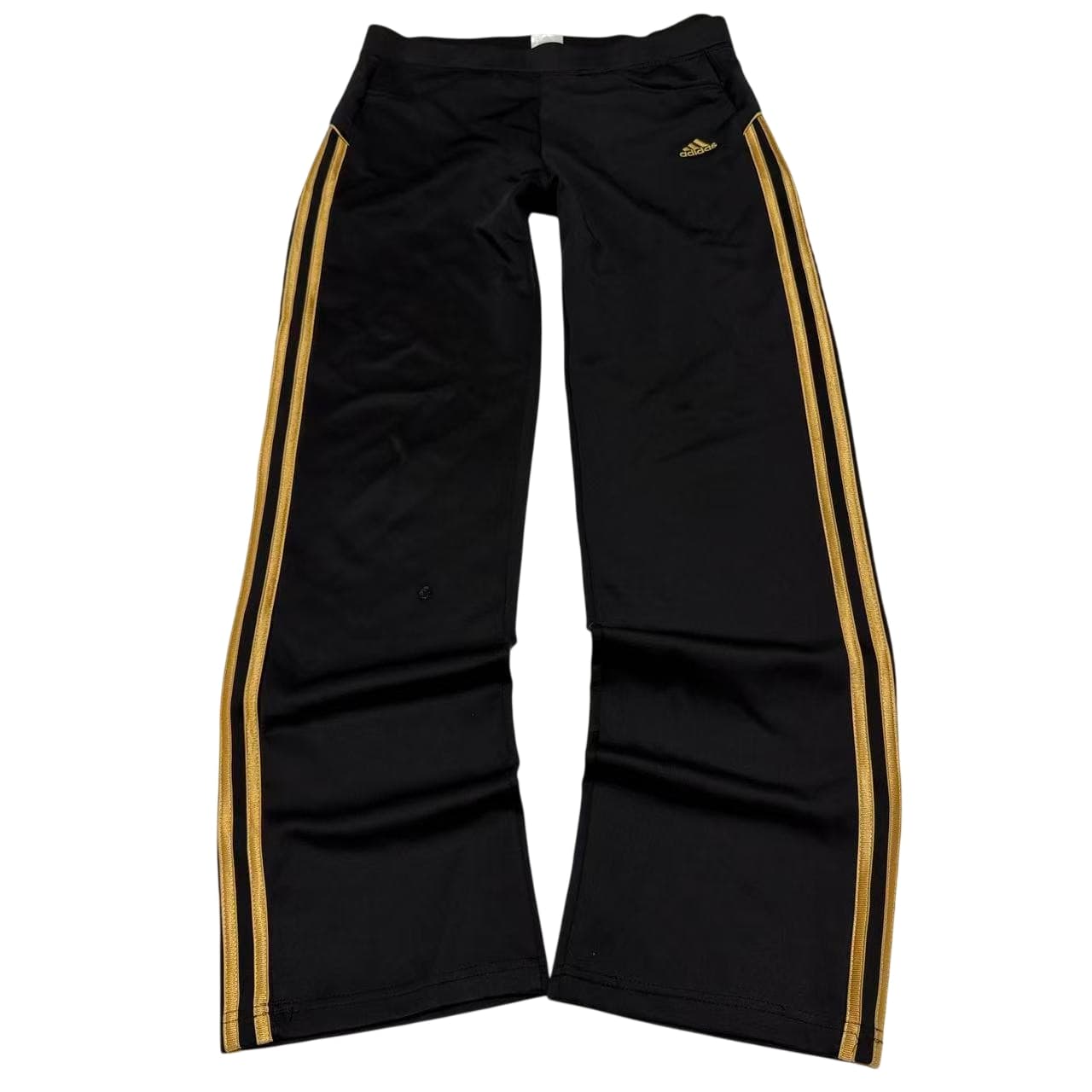 Vintage Adidas Women's Black & Gold Wide Leg Track Pants — photo 1 of 10
