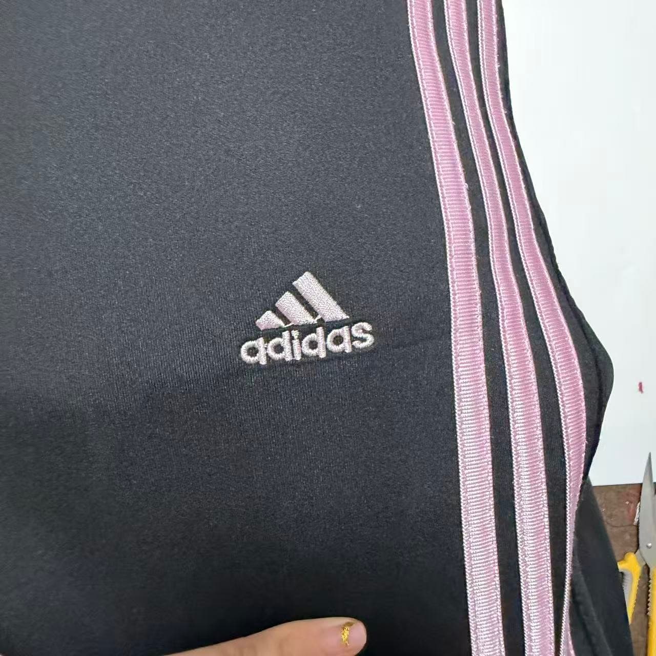 Vintage Adidas Women's Black Track Pants With Pink Stripes — photo 5 of 10