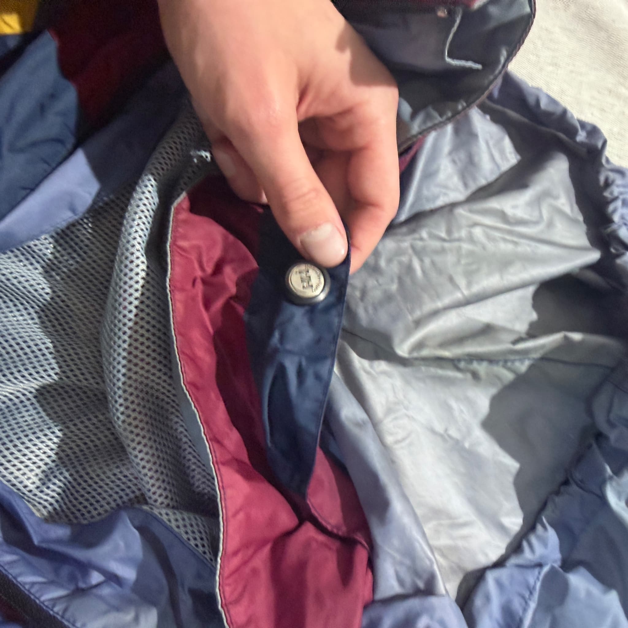 Vintage Helly Hansen Colorblock Sailing Jacket Yellow Maroon Unisex — photo 7 of 12