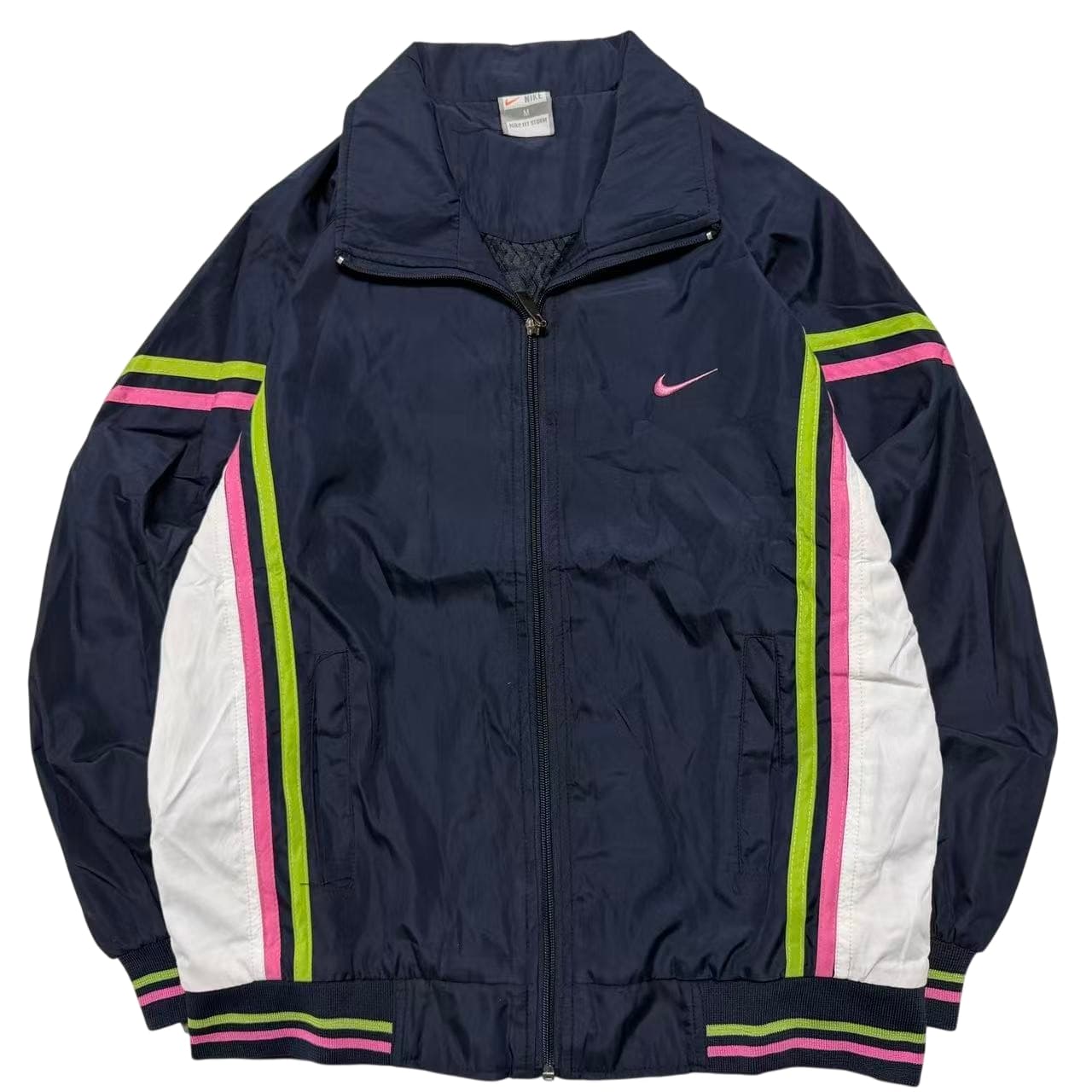 Vintage Nike Fit Storm Navy Track Jacket Pink Lime Green — photo 1 of 7